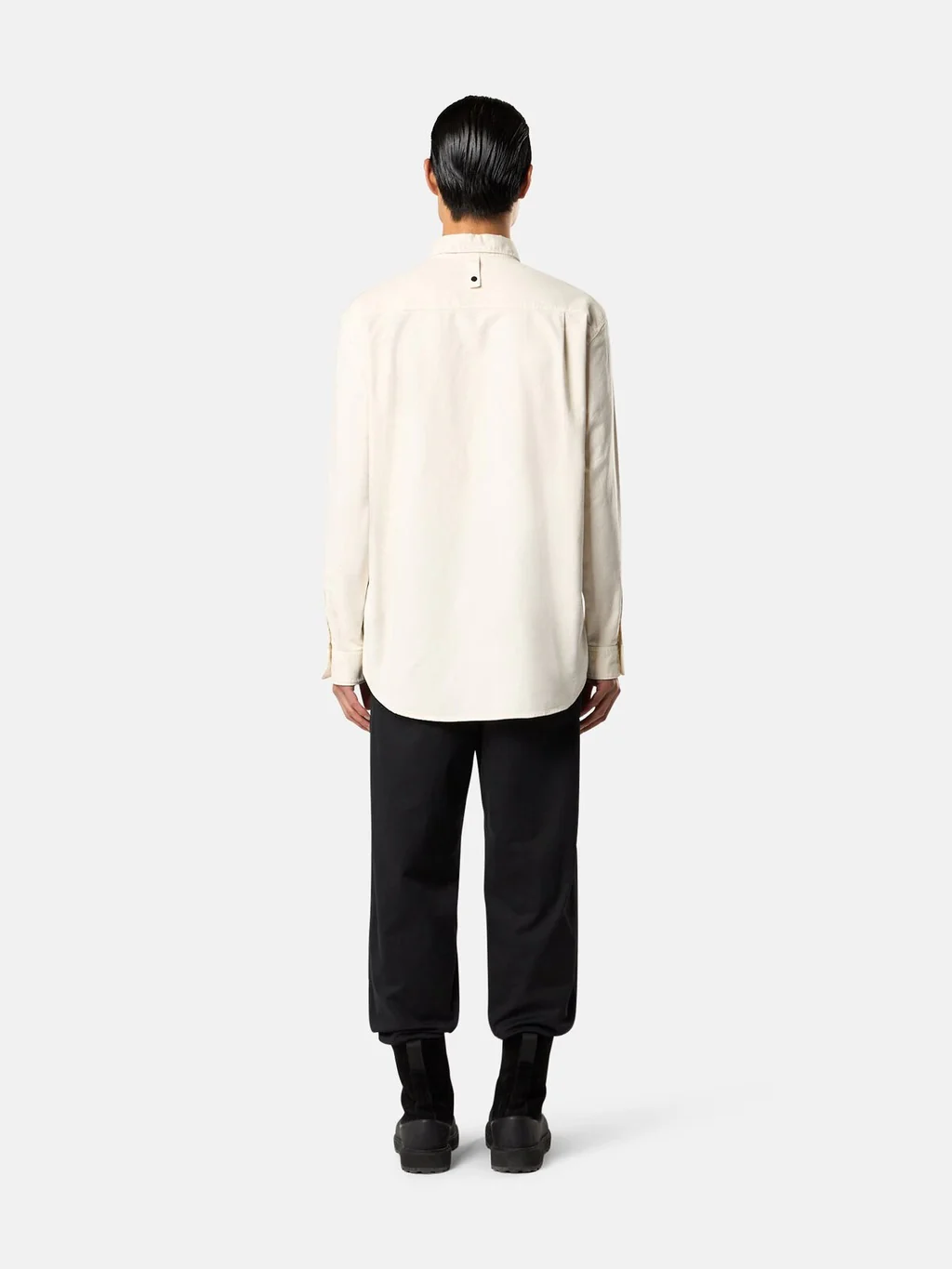 1100004 Comfort-Fit Long-Sleeve Shirt With Logo Embroidery Ivory - Image 3