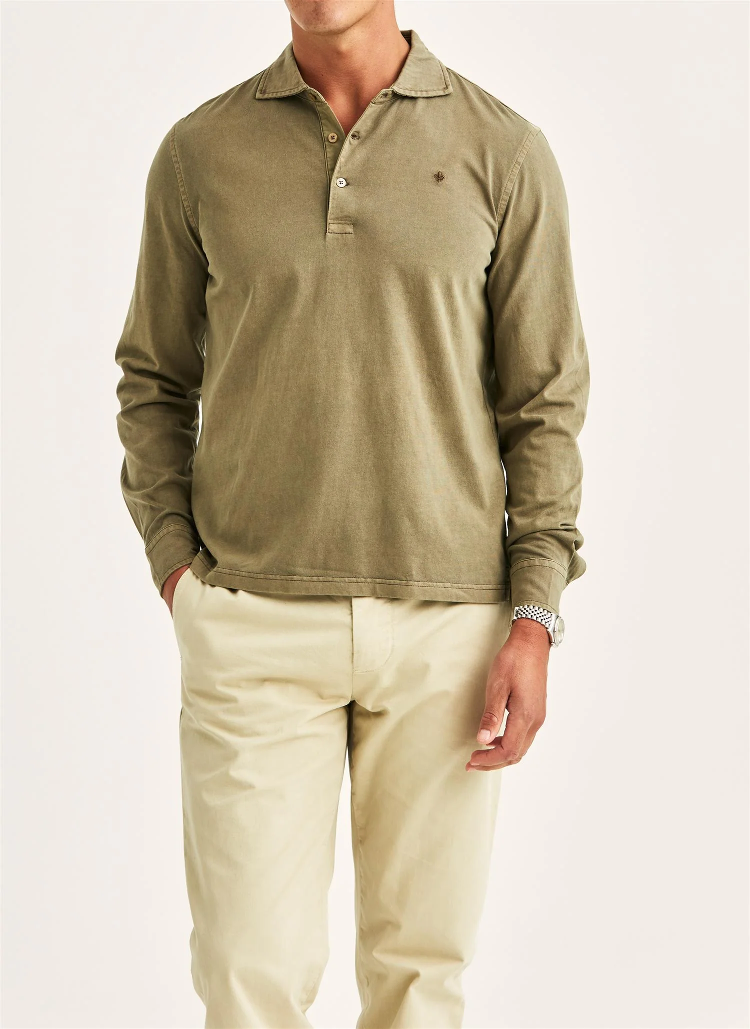 Harland LS Polo Shirt Olive - Image 3