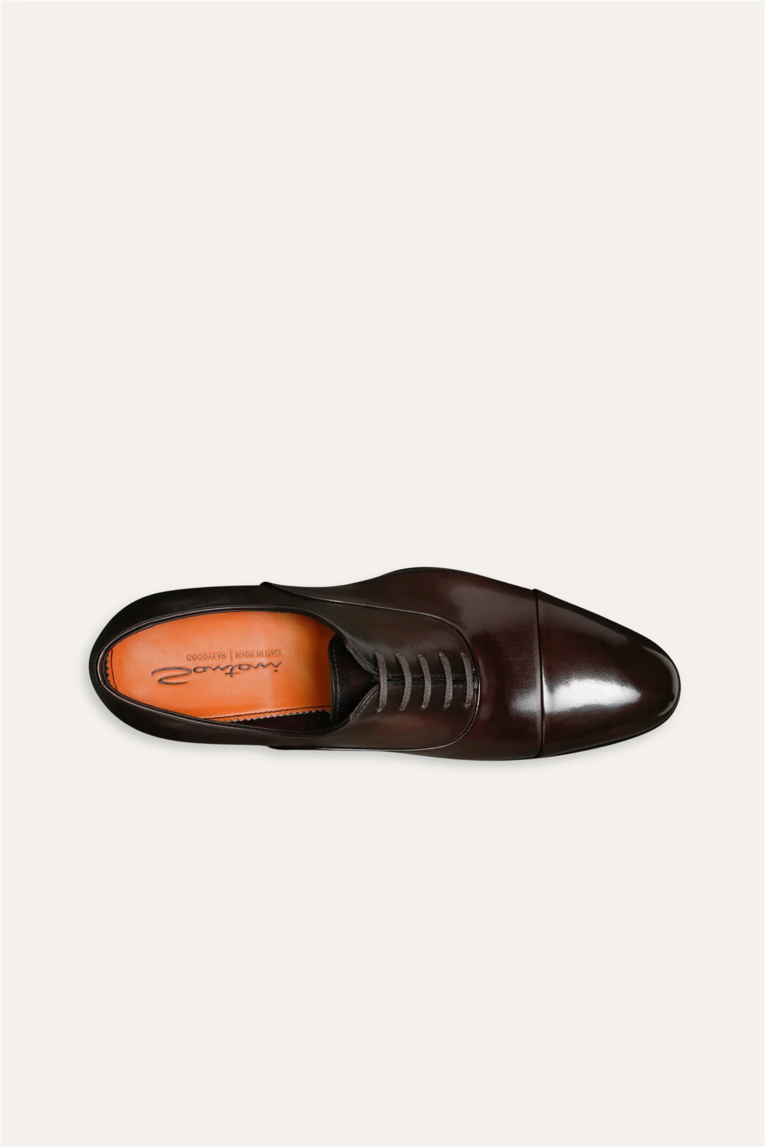 Isaac Polished Leather Oxford Shoe Dark Brown - Image 3