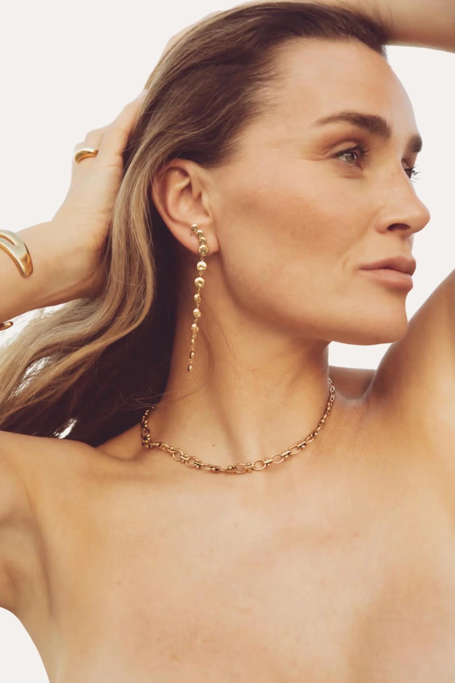 The Long Pebble Earrings - Gold - Image 2