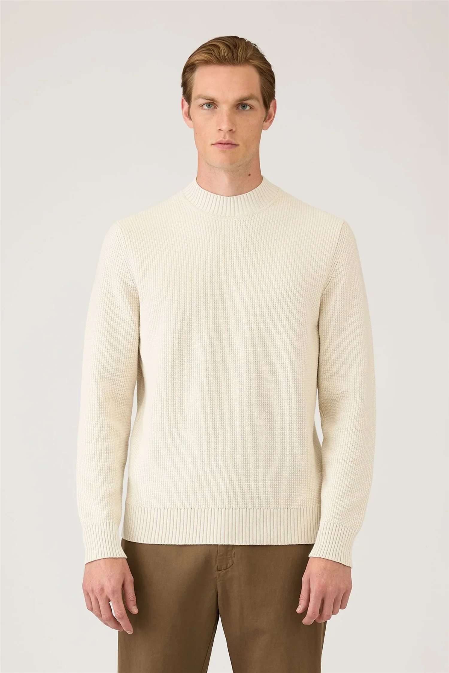 Cotton Crew Neck Jumper Ecru - Image 2