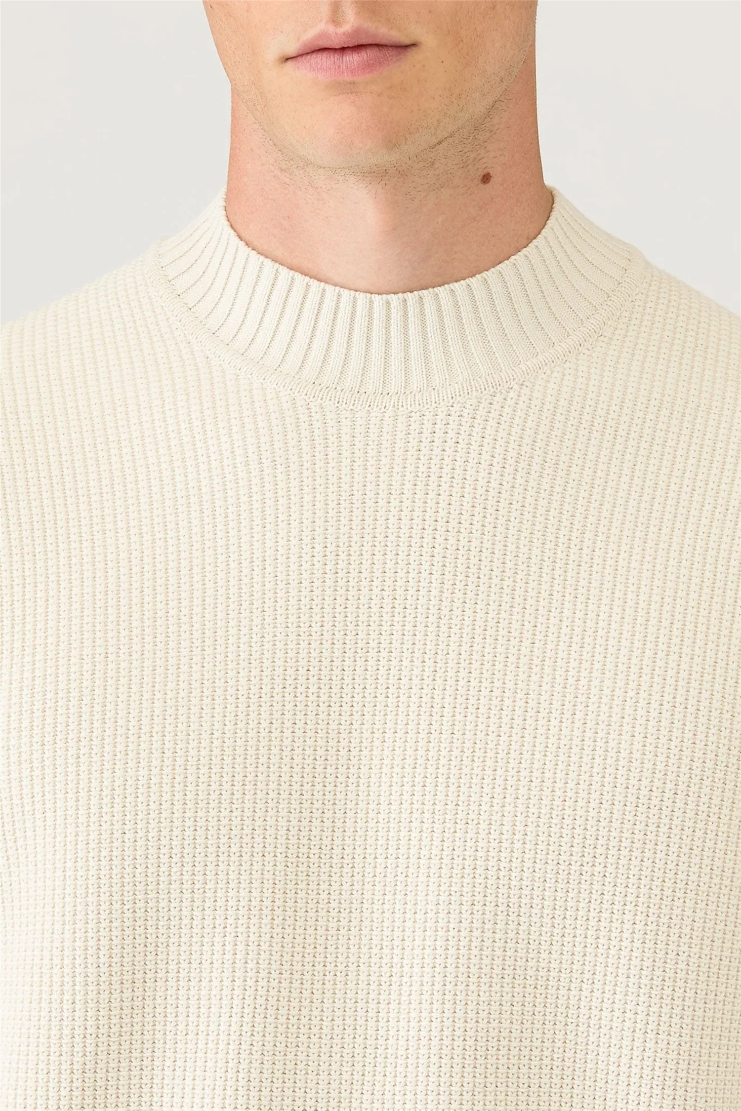 Cotton Crew Neck Jumper Ecru - Image 6