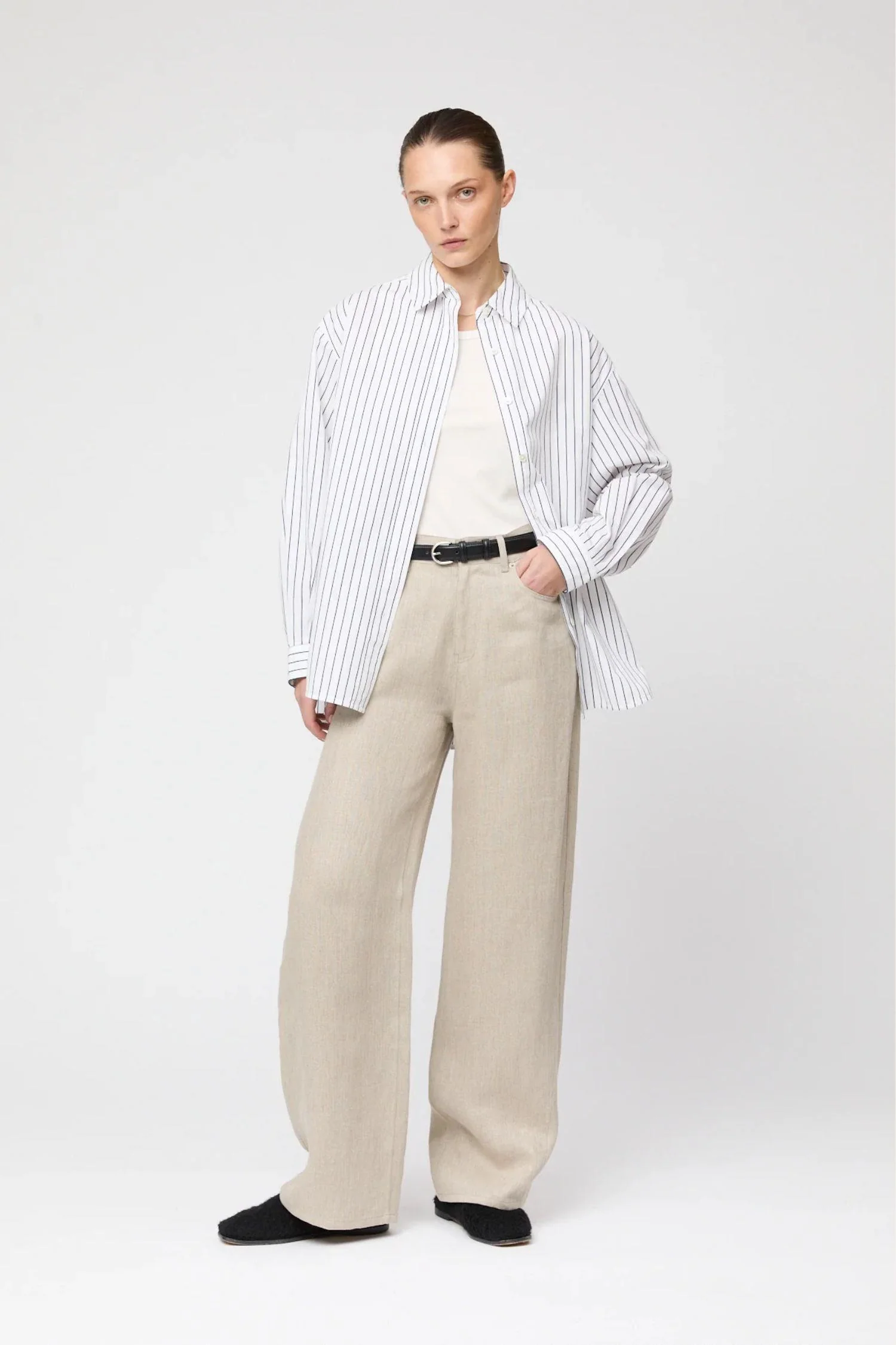 Poplin Workwear- Black White Stripe - Image 2