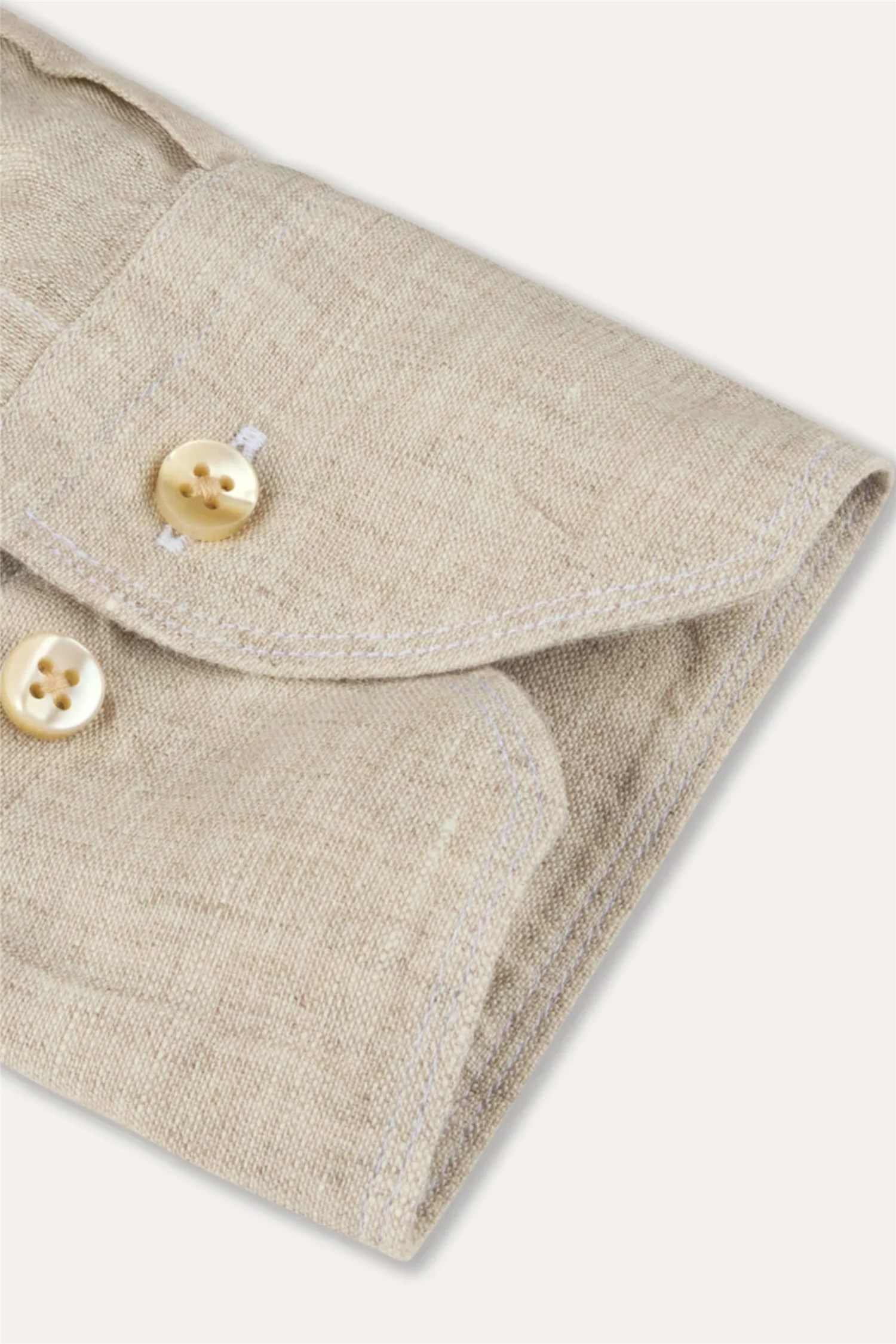 Slimline Linen Shirt Light Beige - Image 3