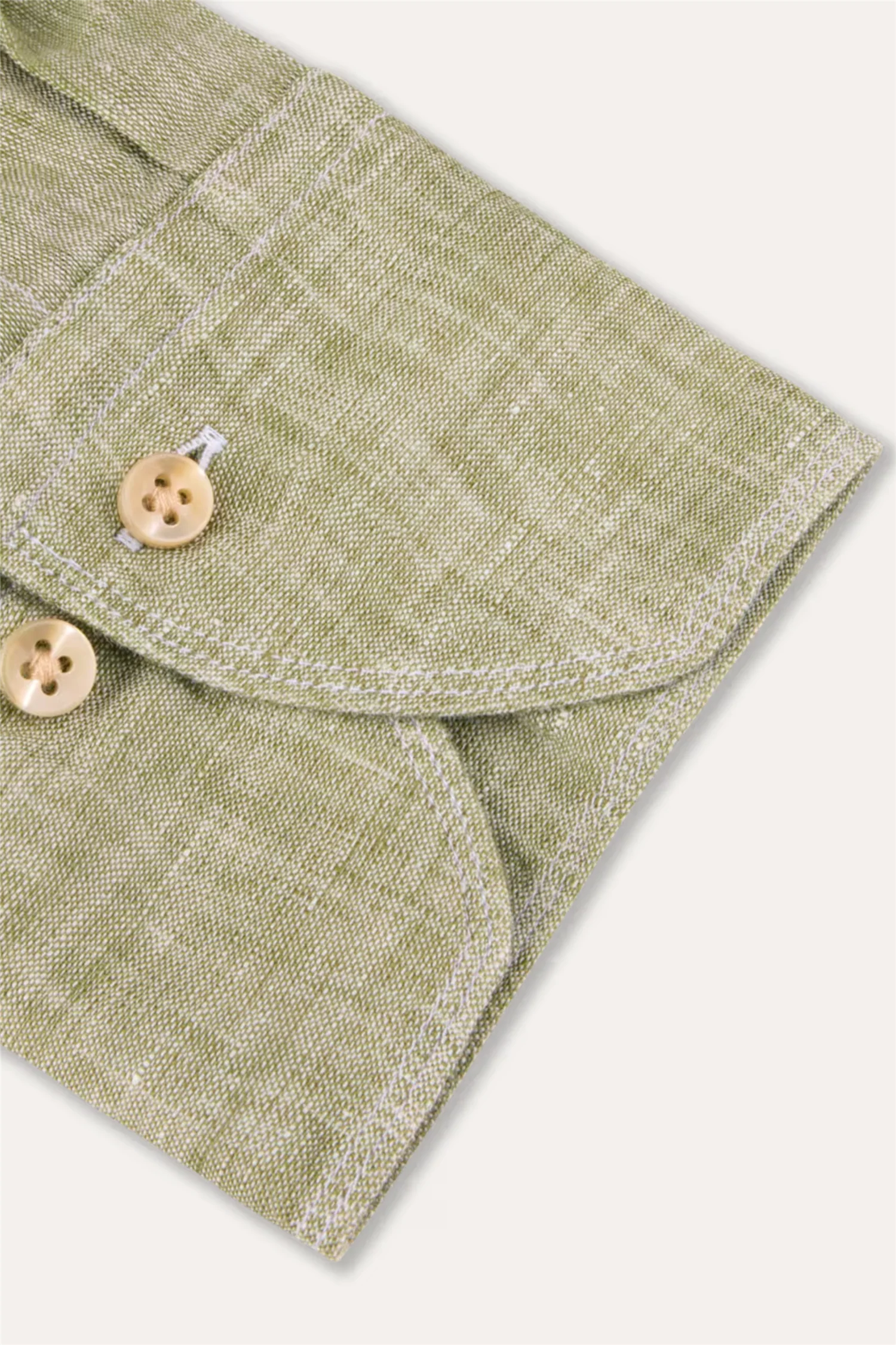 Slimline Linen Shirt Green - Image 3