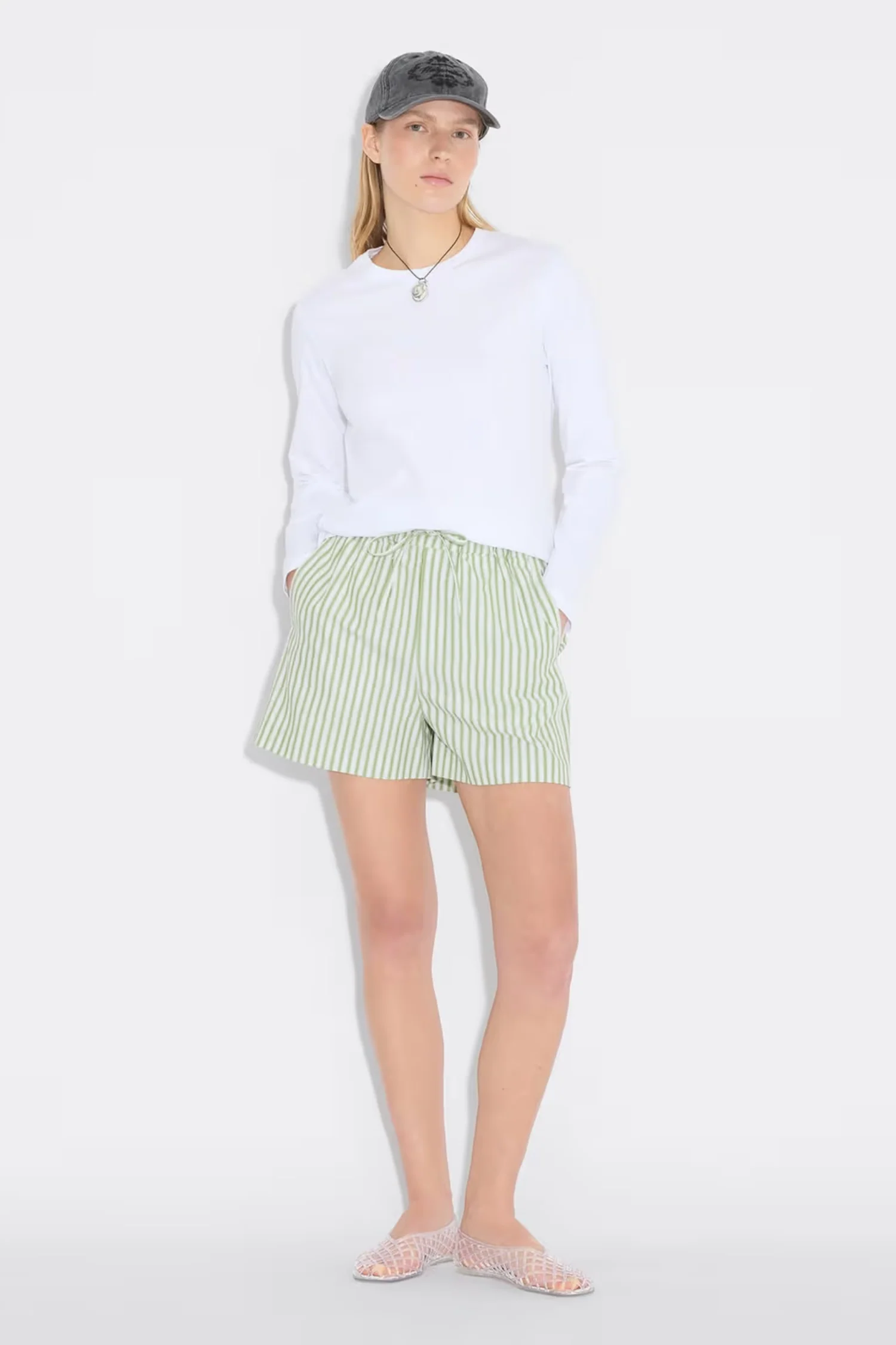Loose Stripe Shorts - Green stripe - Image 4