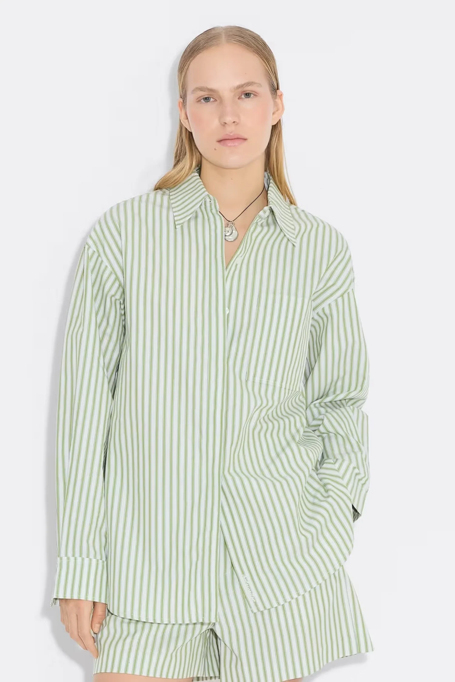 Loose stripe Shirt - Green - Image 2