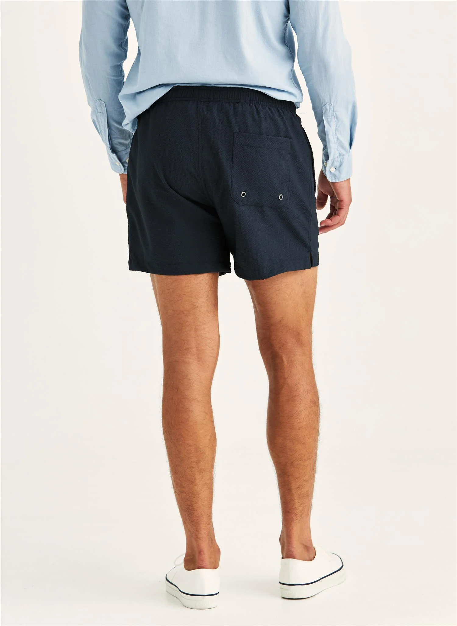 Seersucker Bathing Trunks Old Blue - Image 2