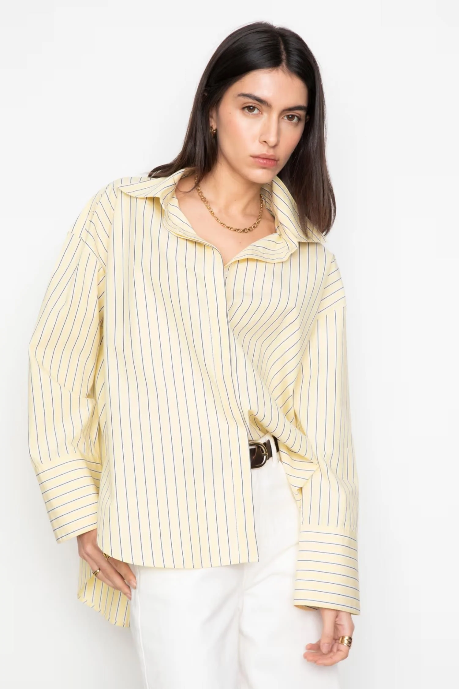 Nell shirt - 0012 Light yellow stripe - Image 2
