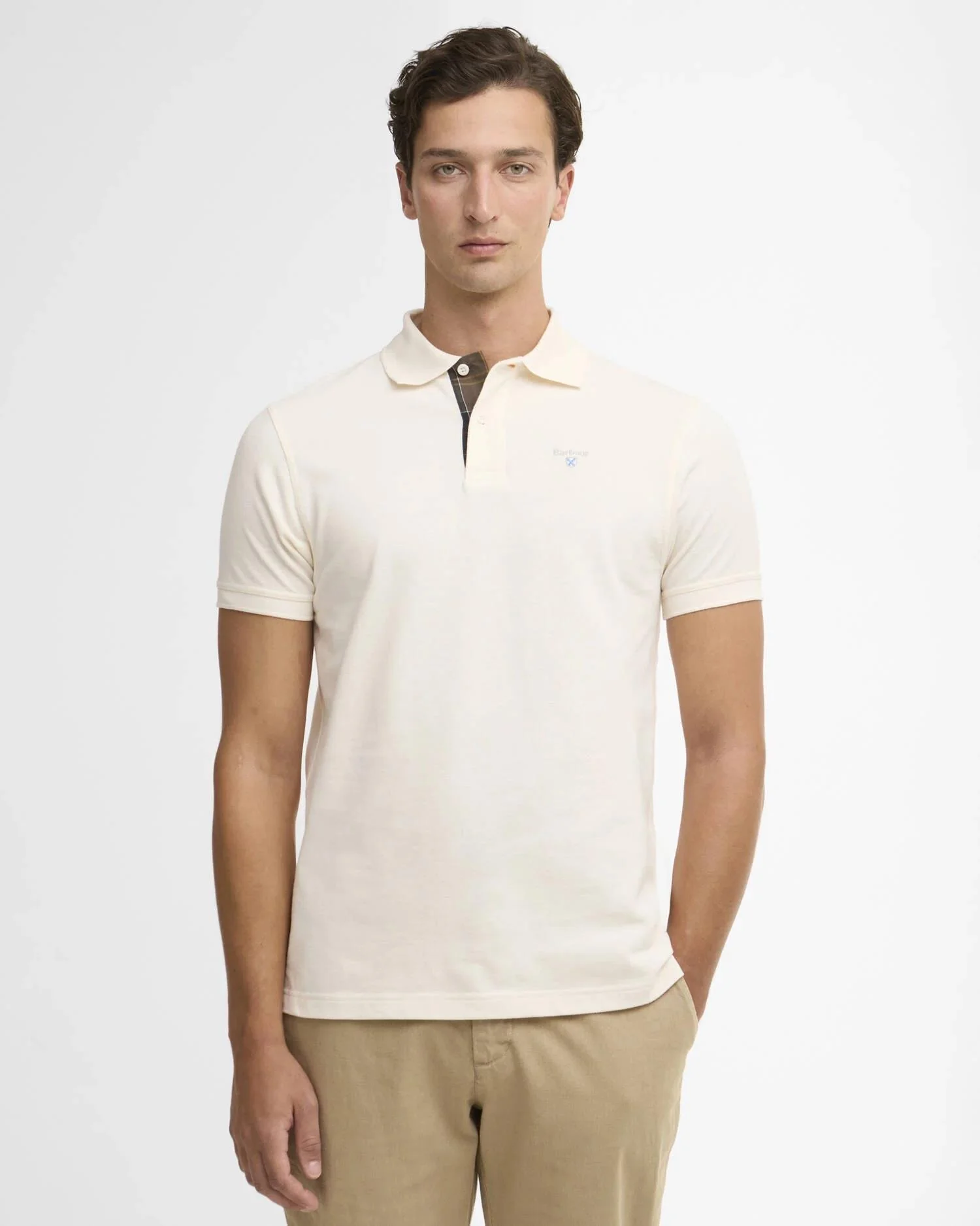 Tartan Pique Polo Shirt White - Image 2