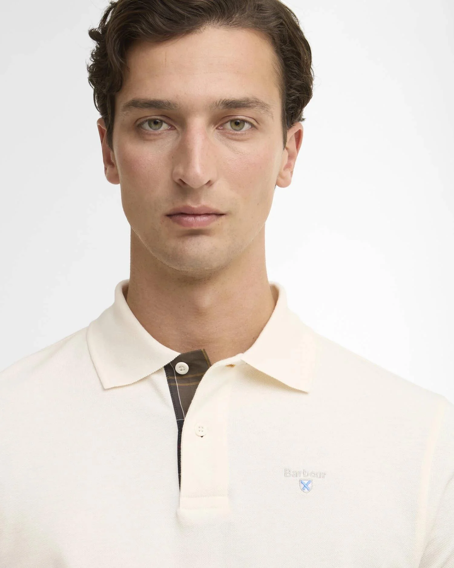Tartan Pique Polo Shirt White - Image 4