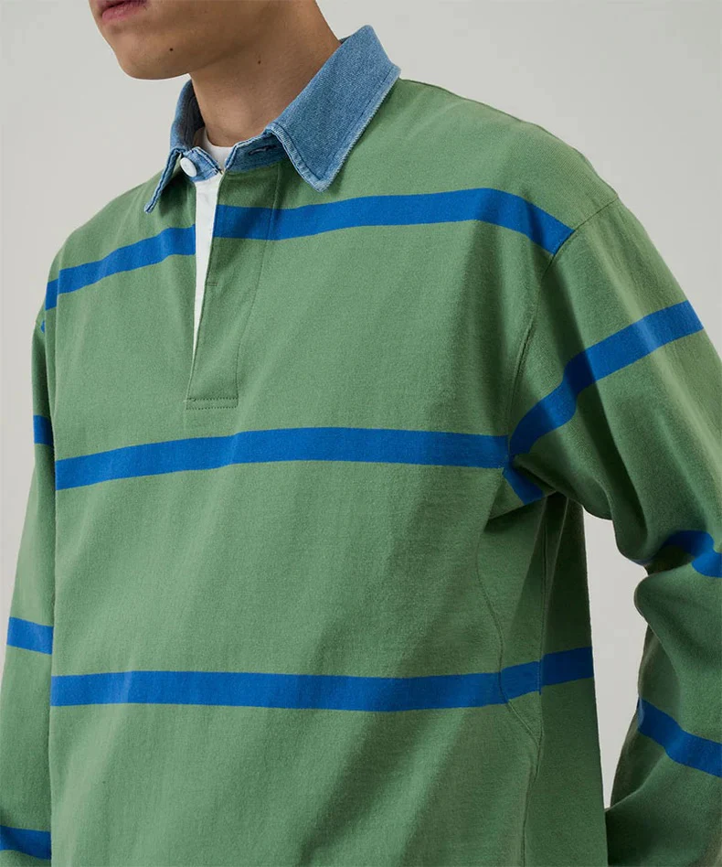 Langdon Rugby Shirt Olive / Blue - Image 3