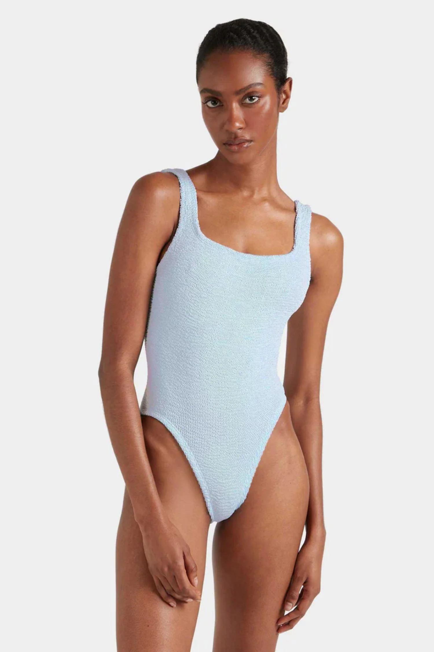 Square Neck Swim- Metallic Ice Blue - Image 6