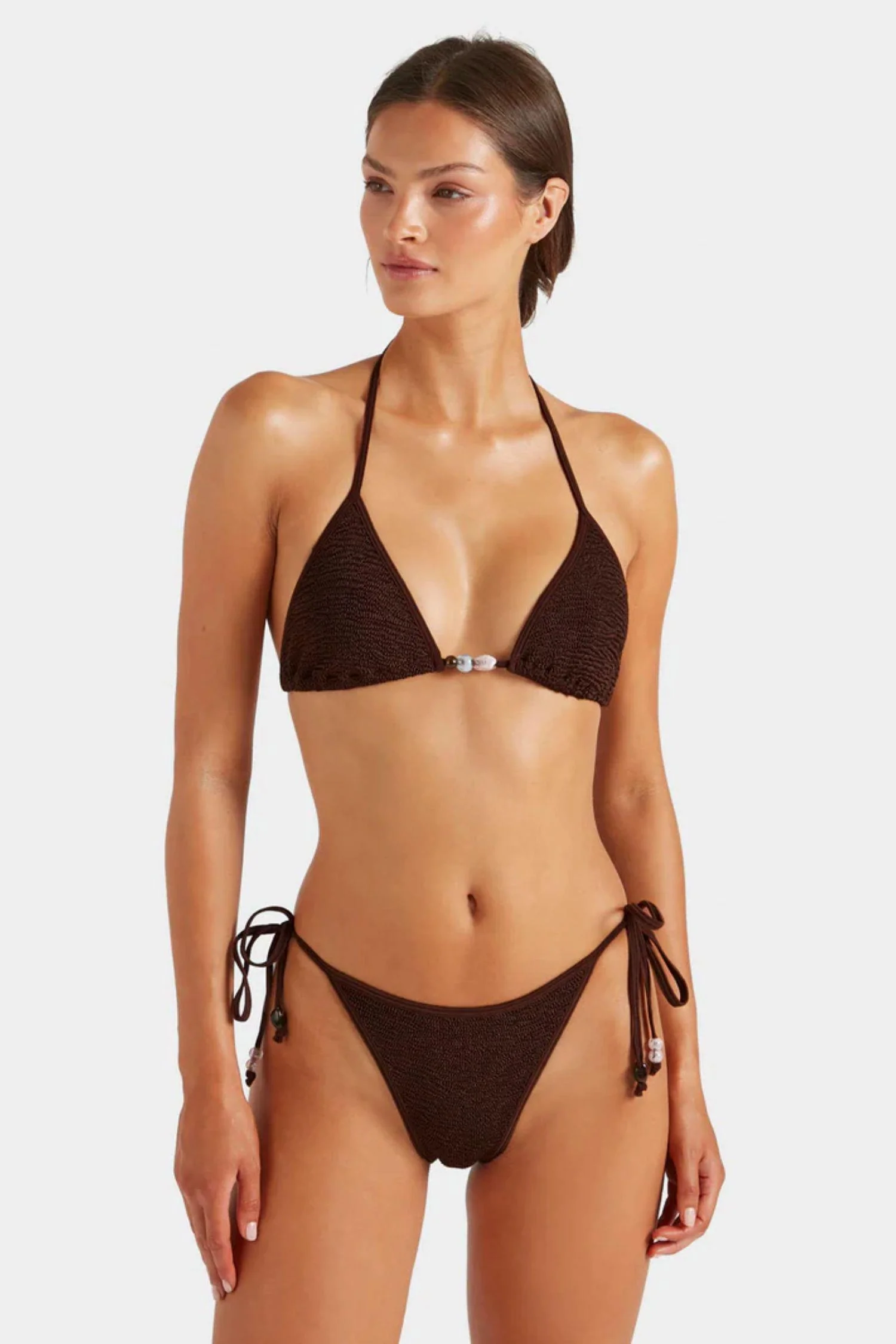 Gina Beaded Bikini- Metallic Chocolate - Image 5