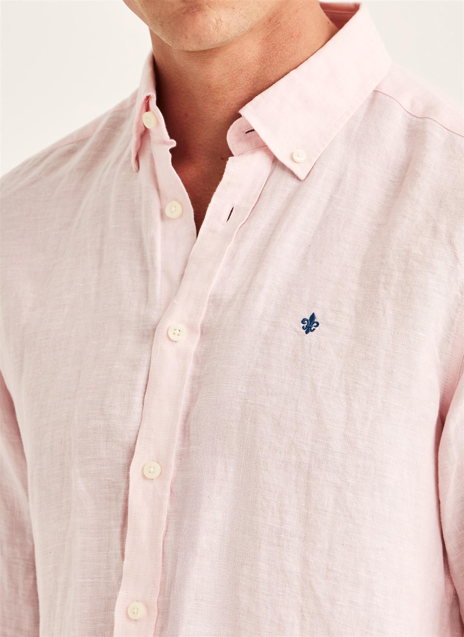 Douglas Classic Fit Linen Shirt Light Pink - Image 3