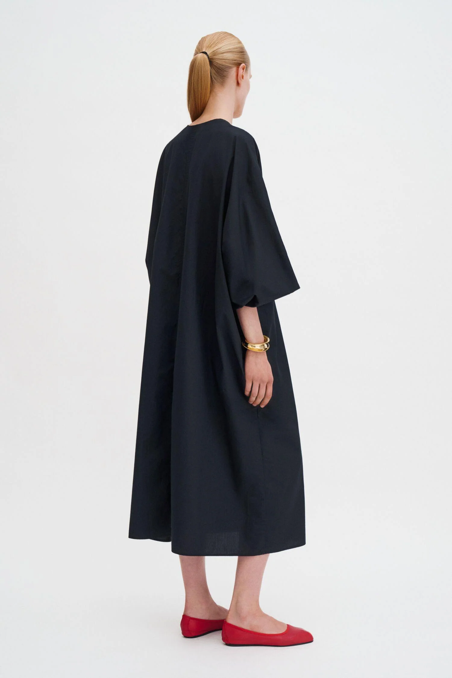 V-Neck Cotton Kaftan- Black - Image 2