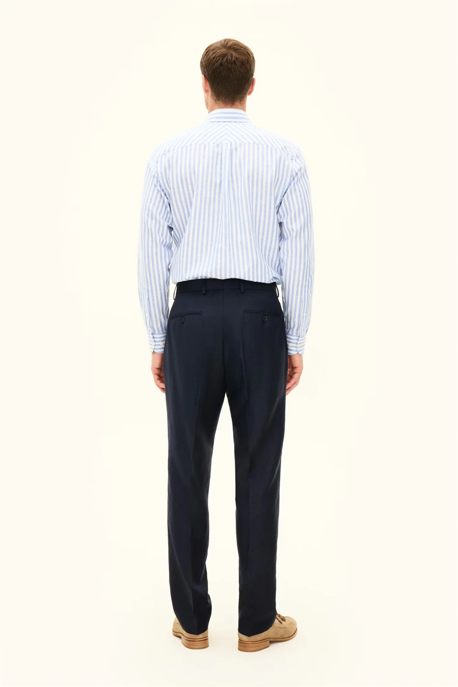 Del Regular Fit Wool/Linen Trousers Navy - Image 4