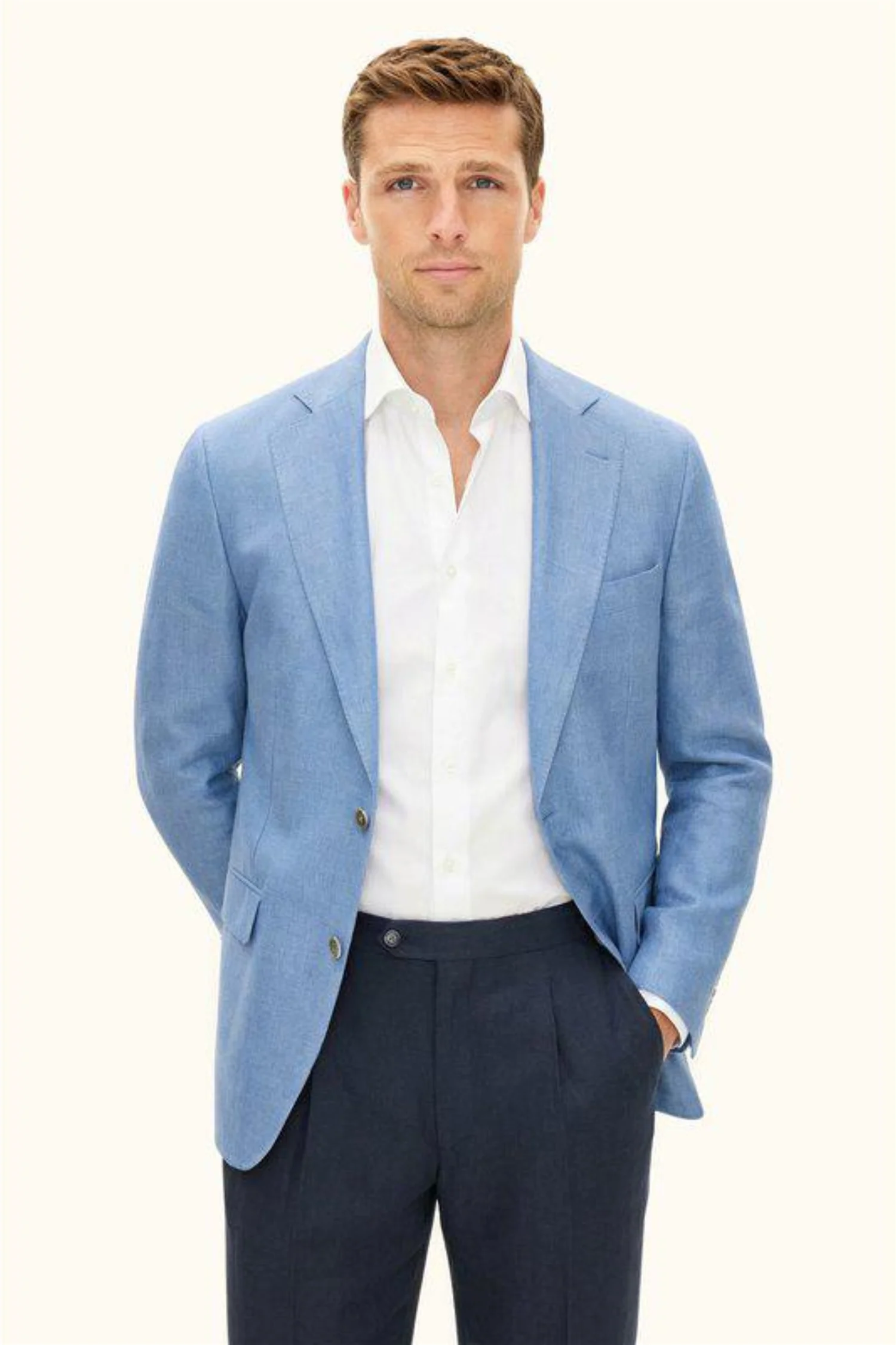 Ferry Soft Regular Fit Linen Blazer Blueberry Blue - Image 7