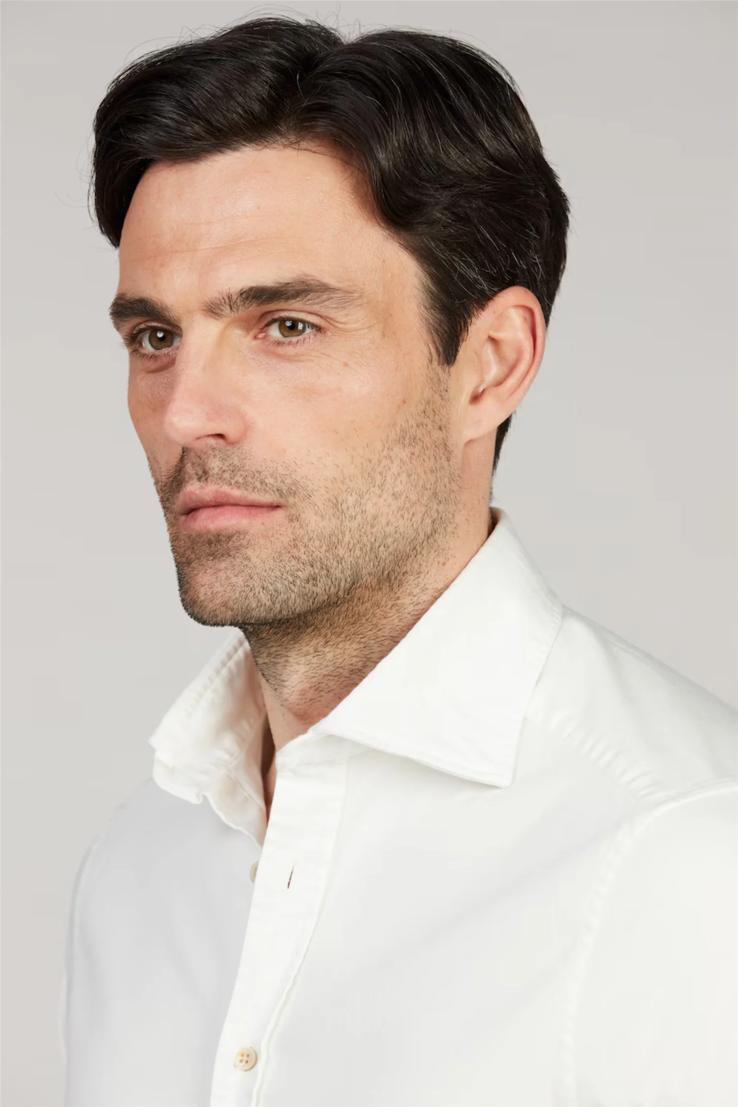 Casual Denim Stretch Shirt Off White - Image 5