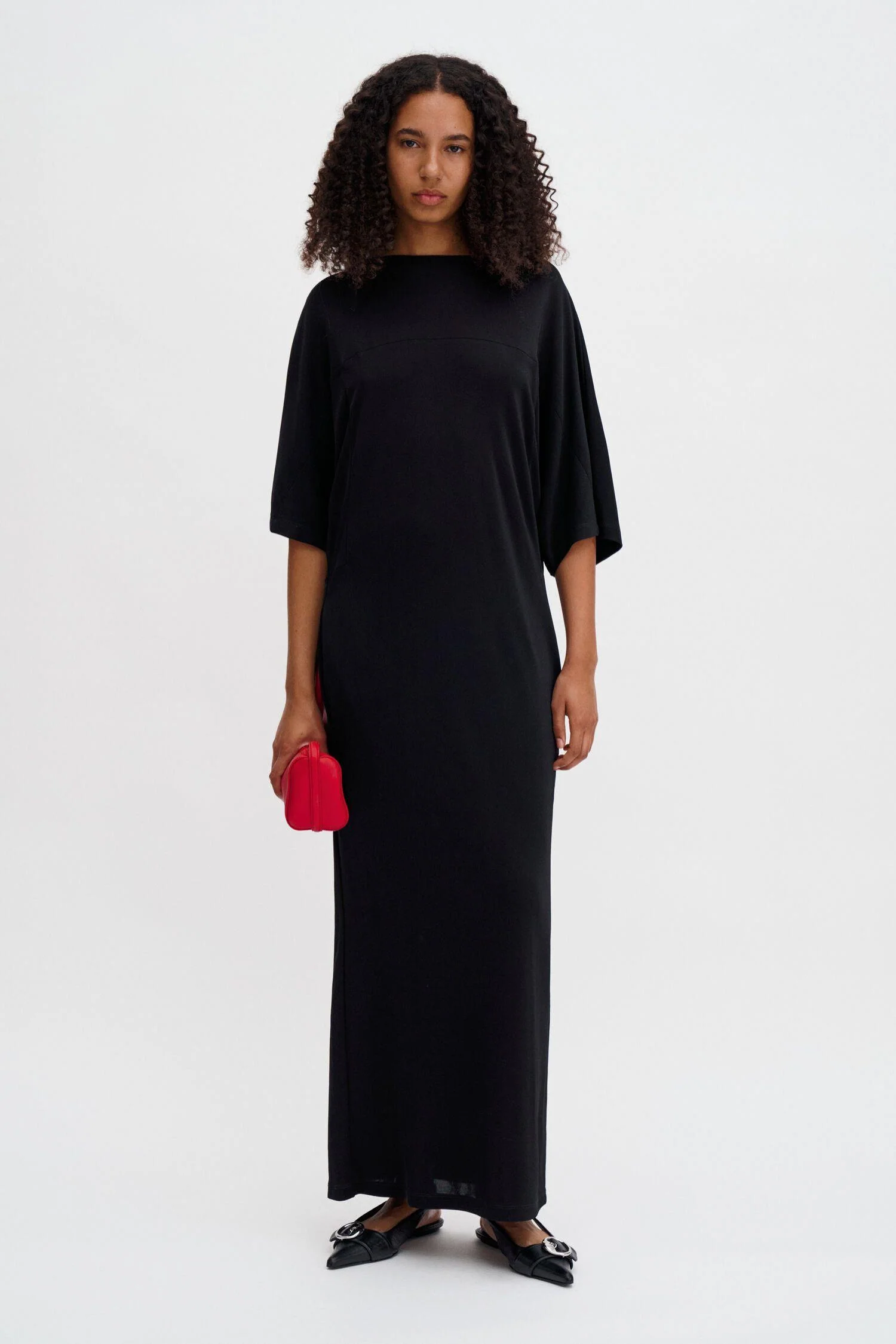 Crépe Jersey Batwing Dress - Black - Image 4