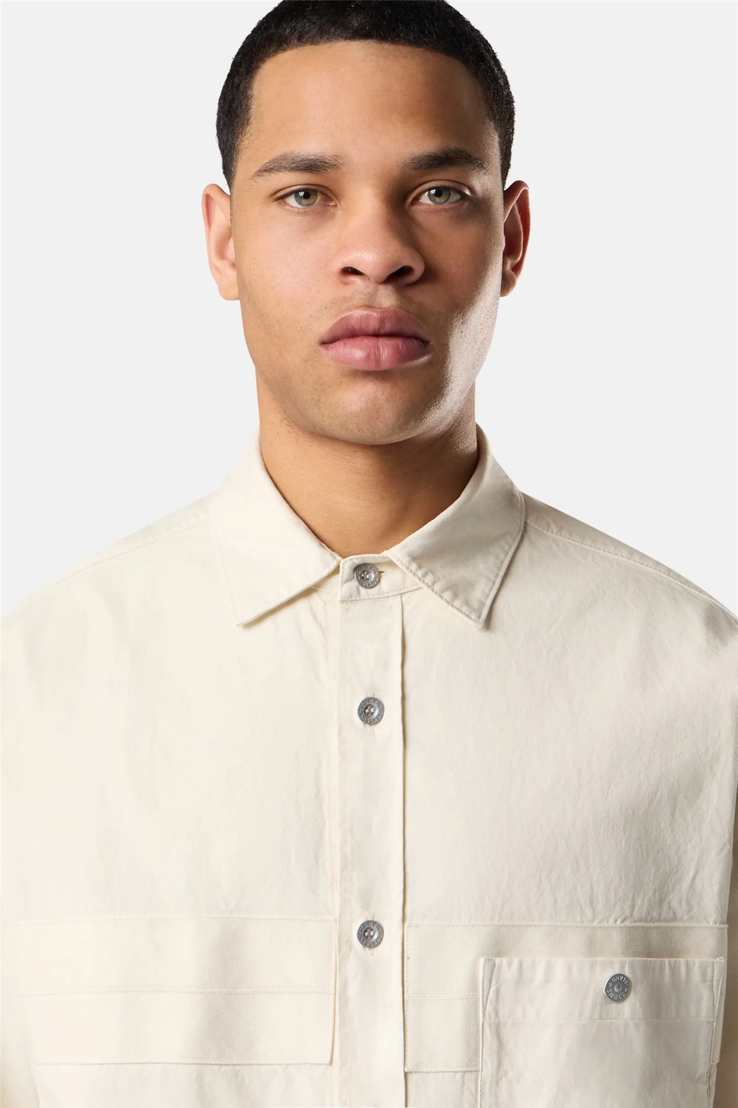 1200029 Regular-fit Overshirt With Stone Island Marina Embroidery Ivory - Image 2