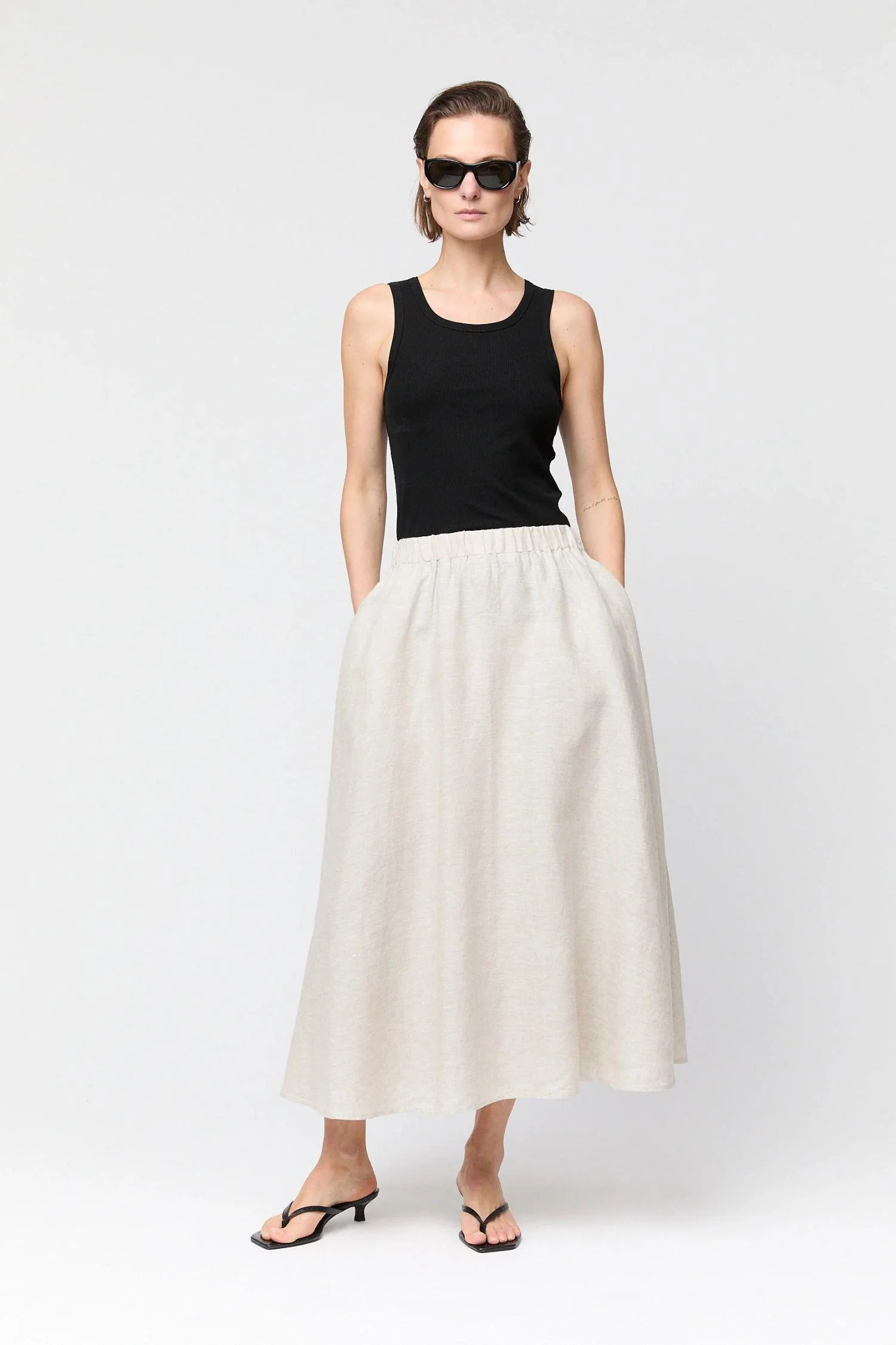 Linen Isabella Skirt- Jet Black - Image 3