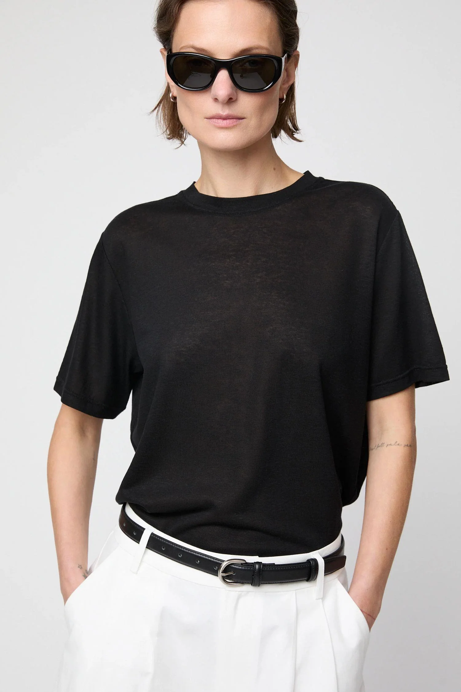 Tencel Linen Weekend Tee- Jet Black - Image 3