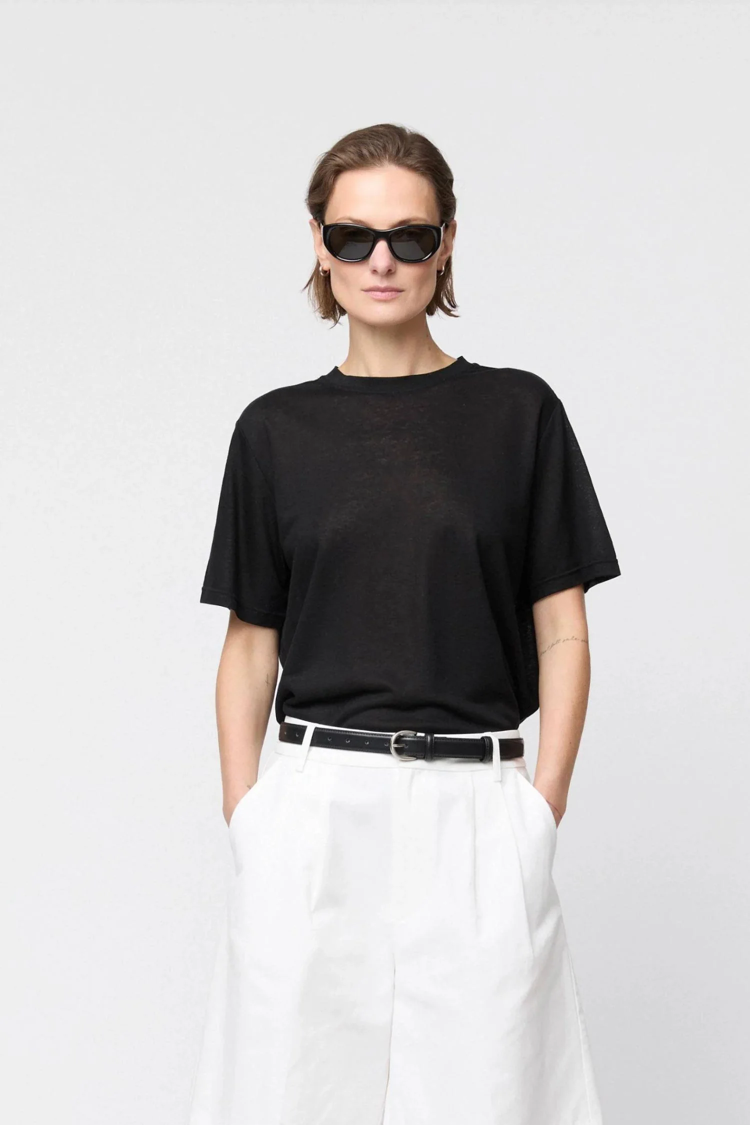 Tencel Linen Weekend Tee- Jet Black - Image 4