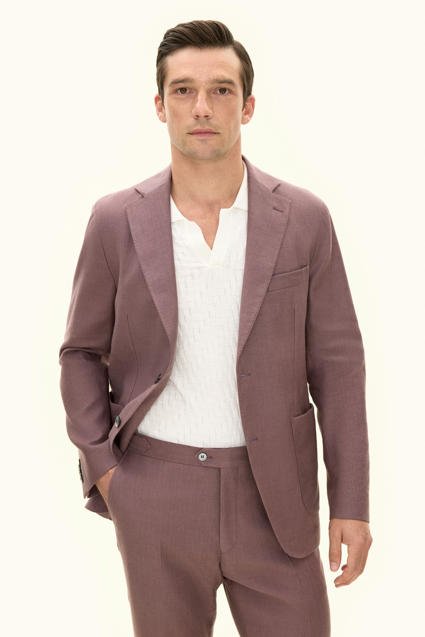 Ferry Patch Soft Linen Blazer Purple - Image 2