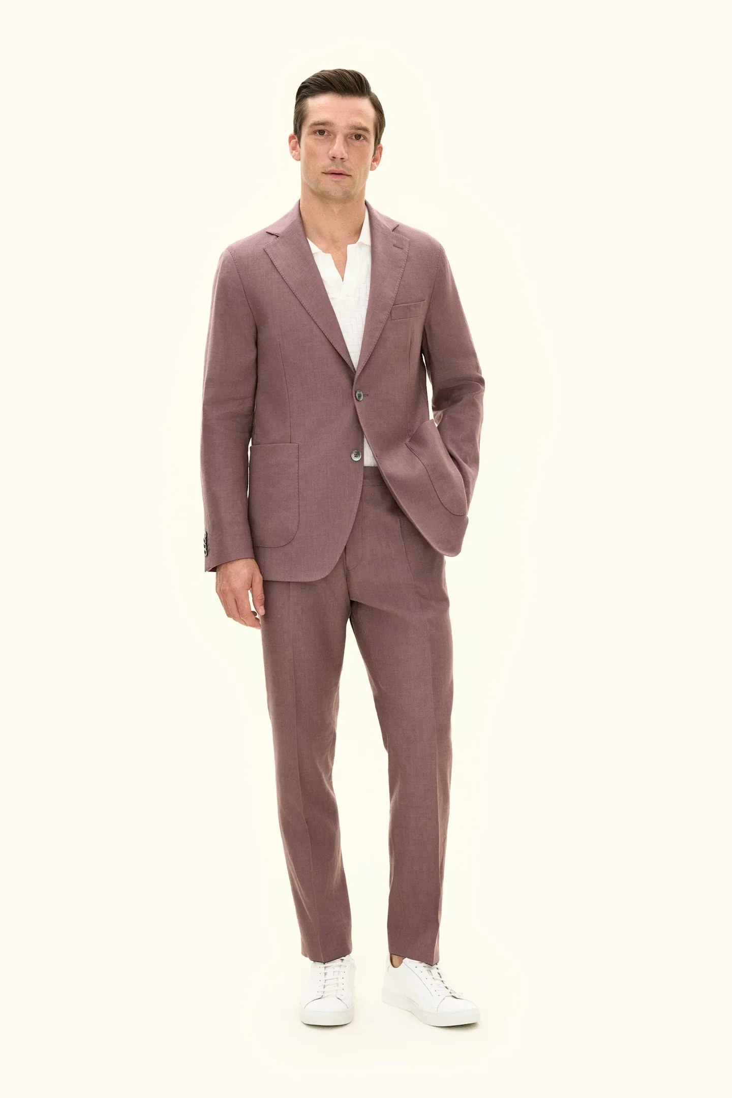 Ferry Patch Soft Linen Blazer Purple - Image 4