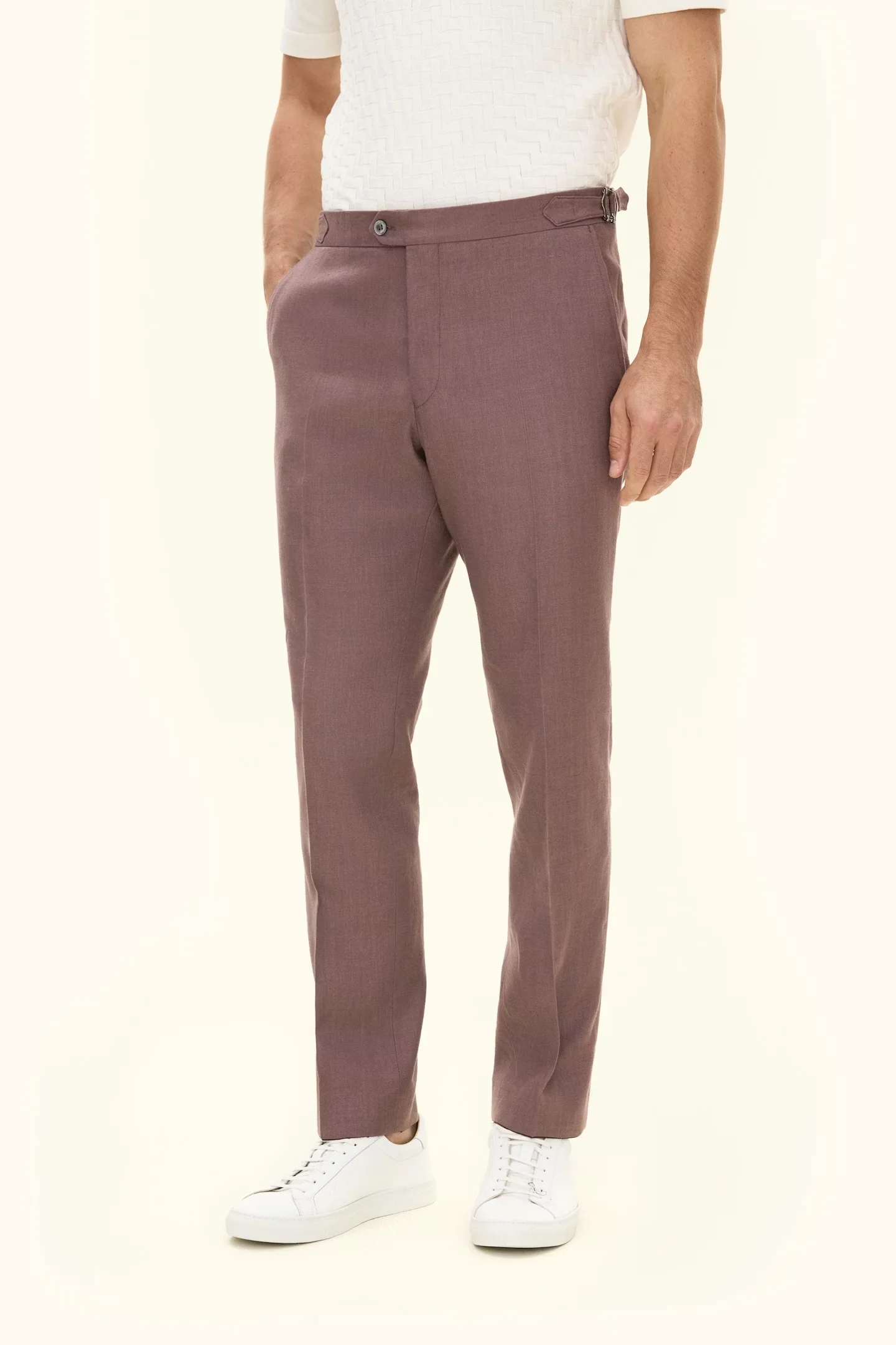 Dandy Side Adjusters Linen Trousers Purple - Image 2