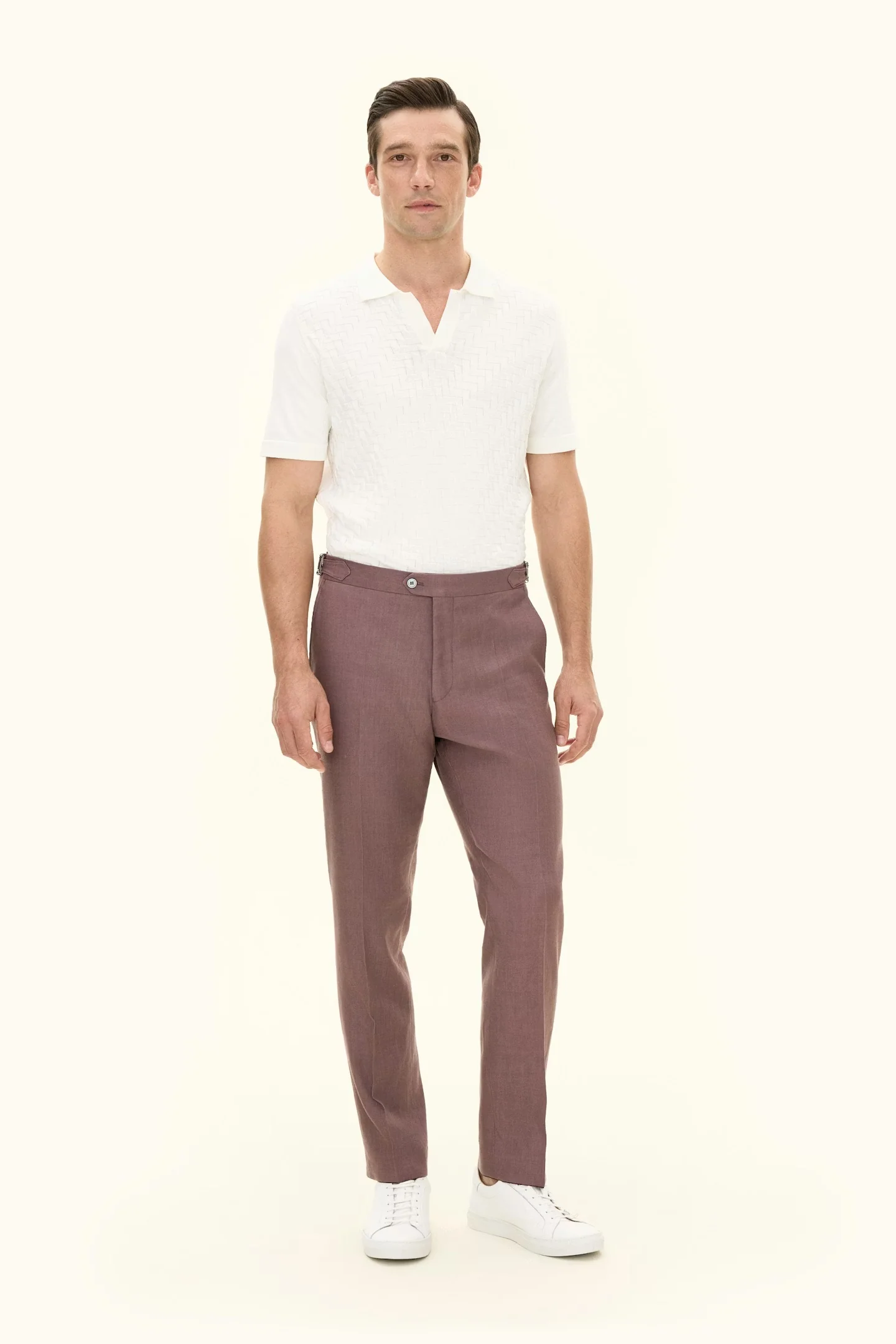 Dandy Side Adjusters Linen Trousers Purple - Image 3