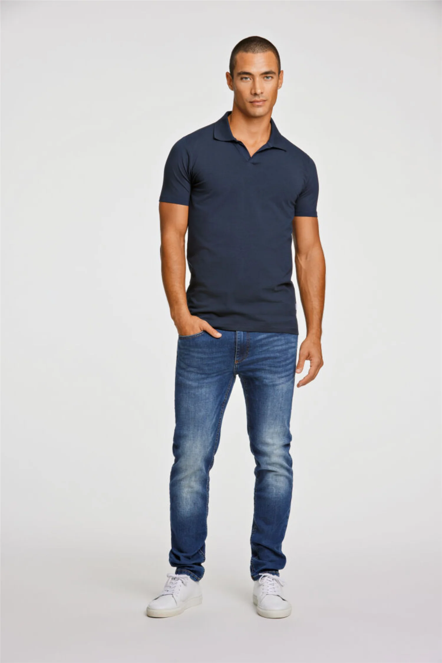 Stretch Polo Shirt S/S Navy - Image 3