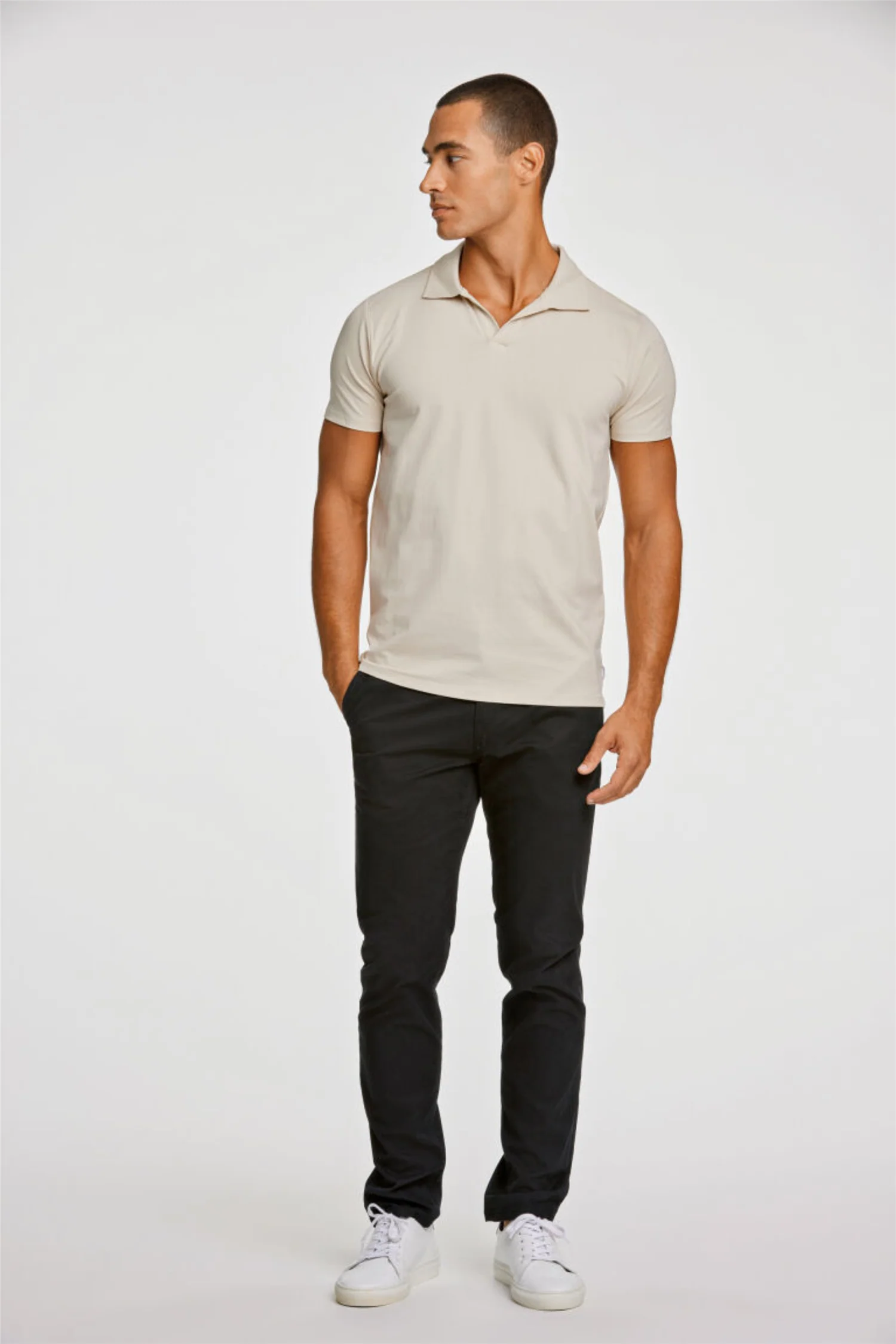 Stretch Polo Shirt S/S Stone - Image 3
