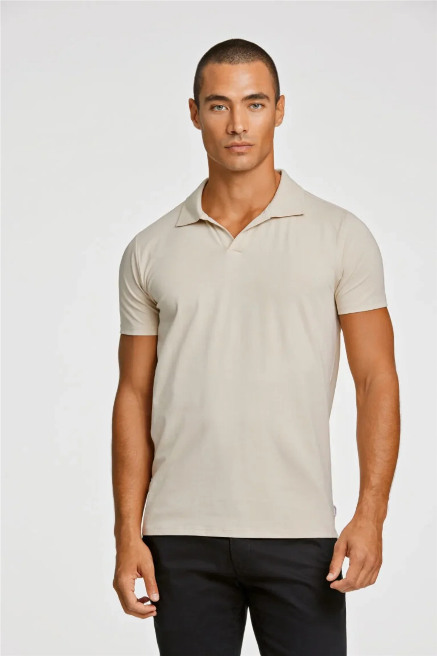 Stretch Polo Shirt S/S Stone - Image 4