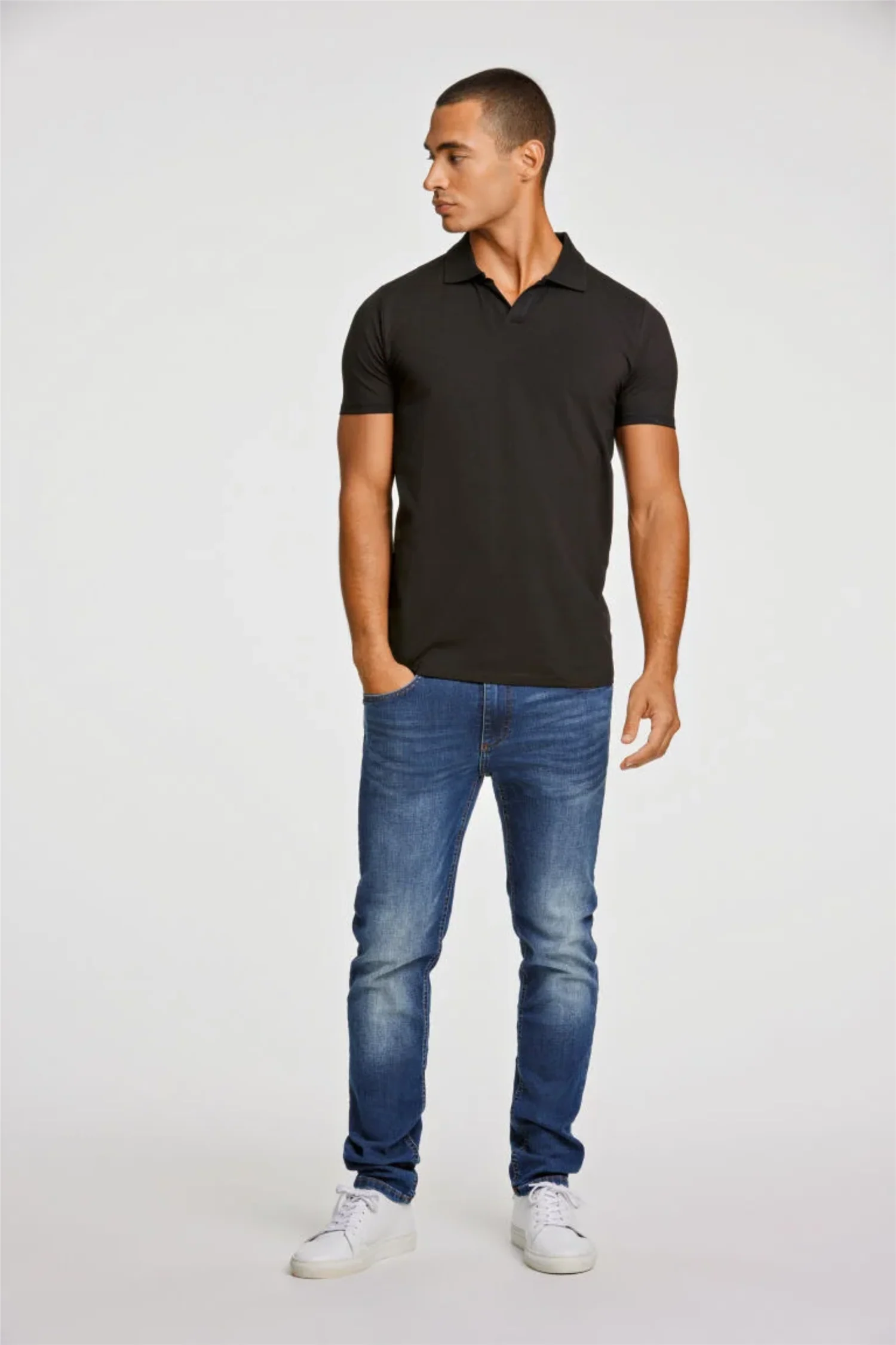 Stretch Polo Shirt S/S Black - Image 3