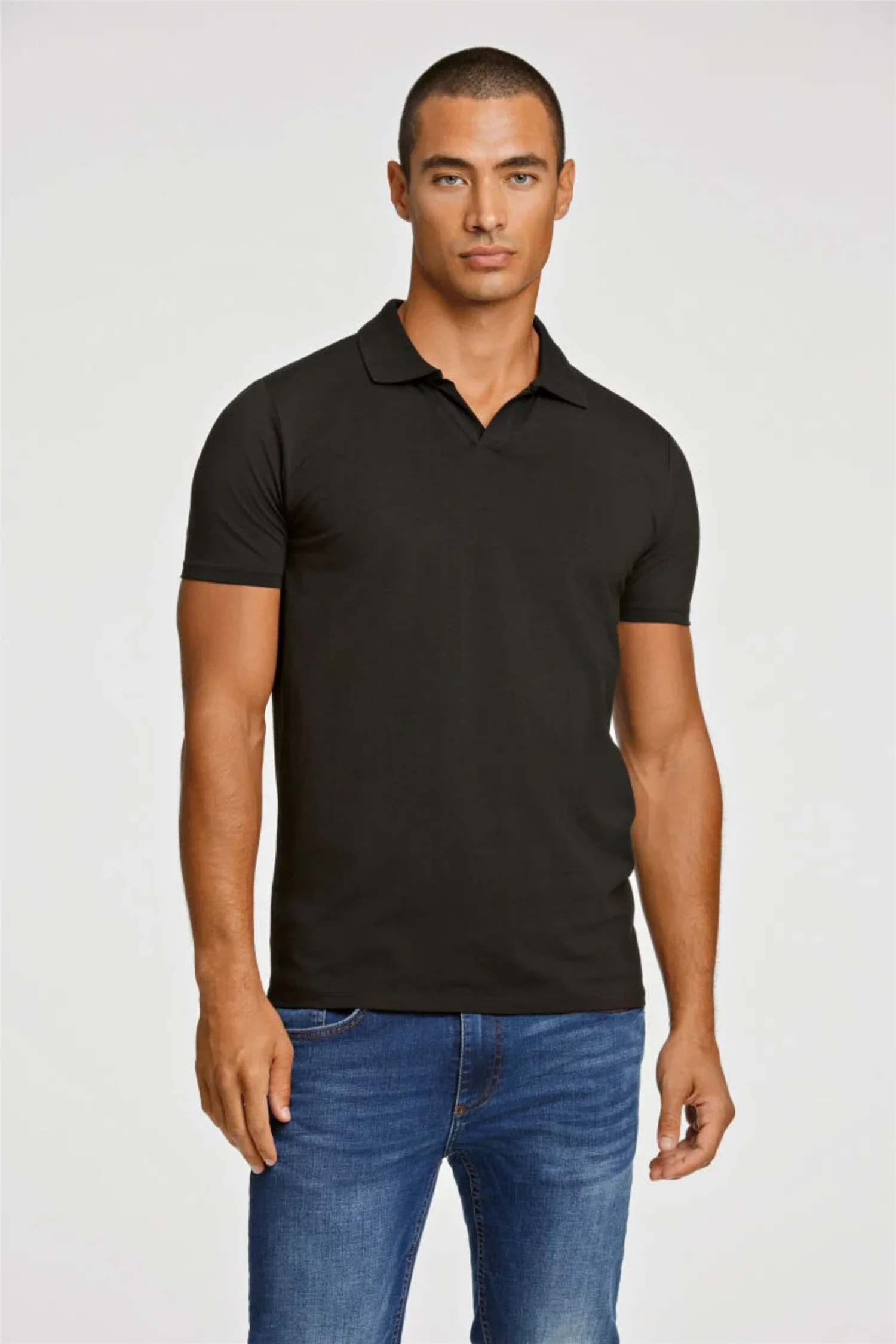 Stretch Polo Shirt S/S Black - Image 4