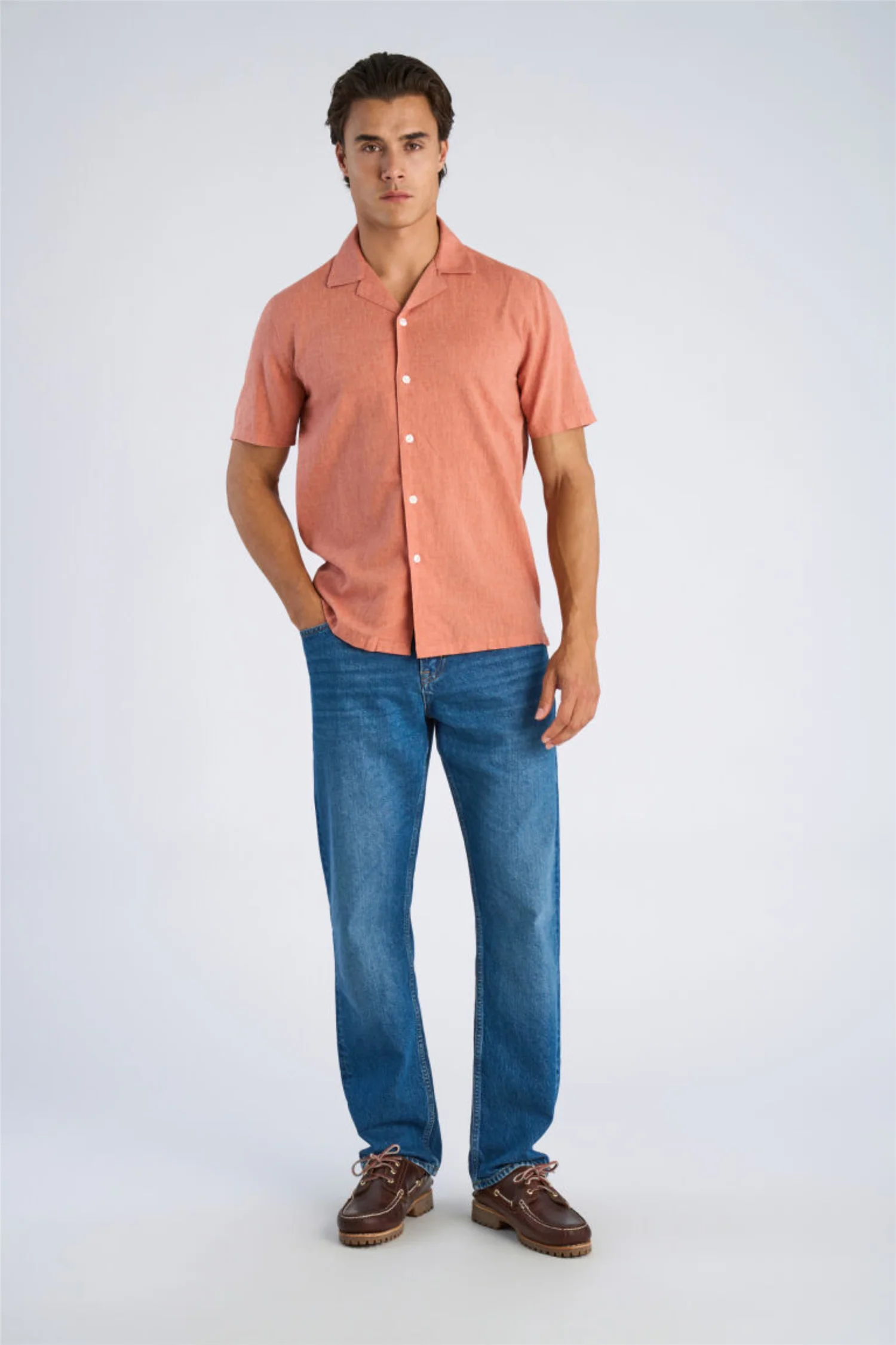Casual Linen Blend Resort S/S Soft Coral - Image 4