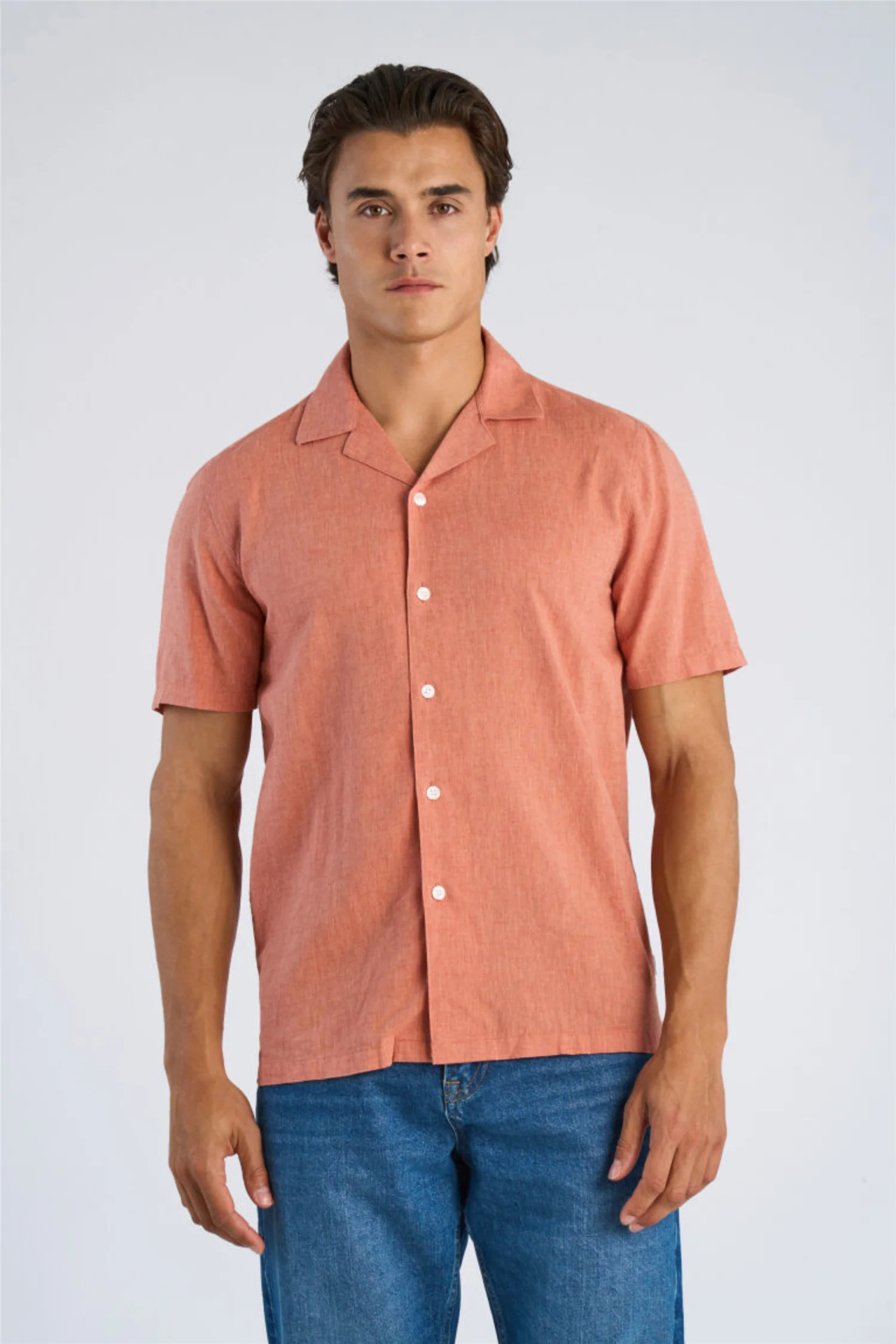Casual Linen Blend Resort S/S Soft Coral - Image 5