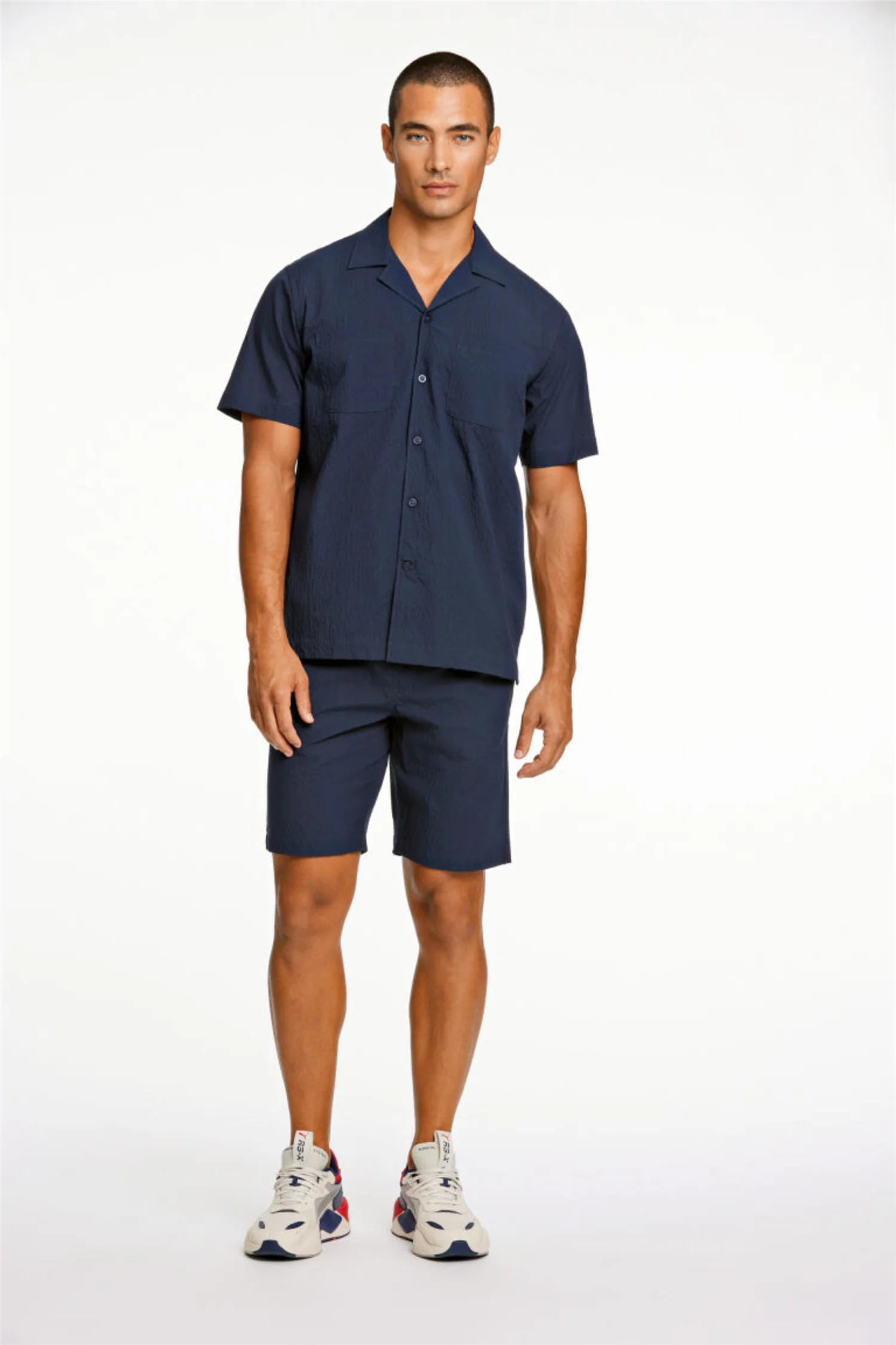 Seersucker Shirt S/S Navy - Image 3