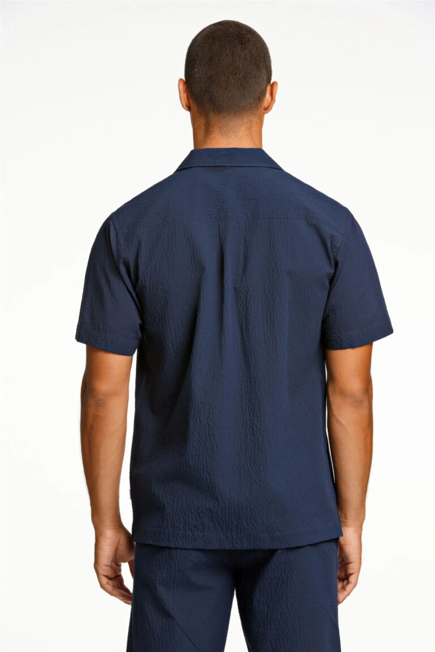 Seersucker Shirt S/S Navy - Image 5