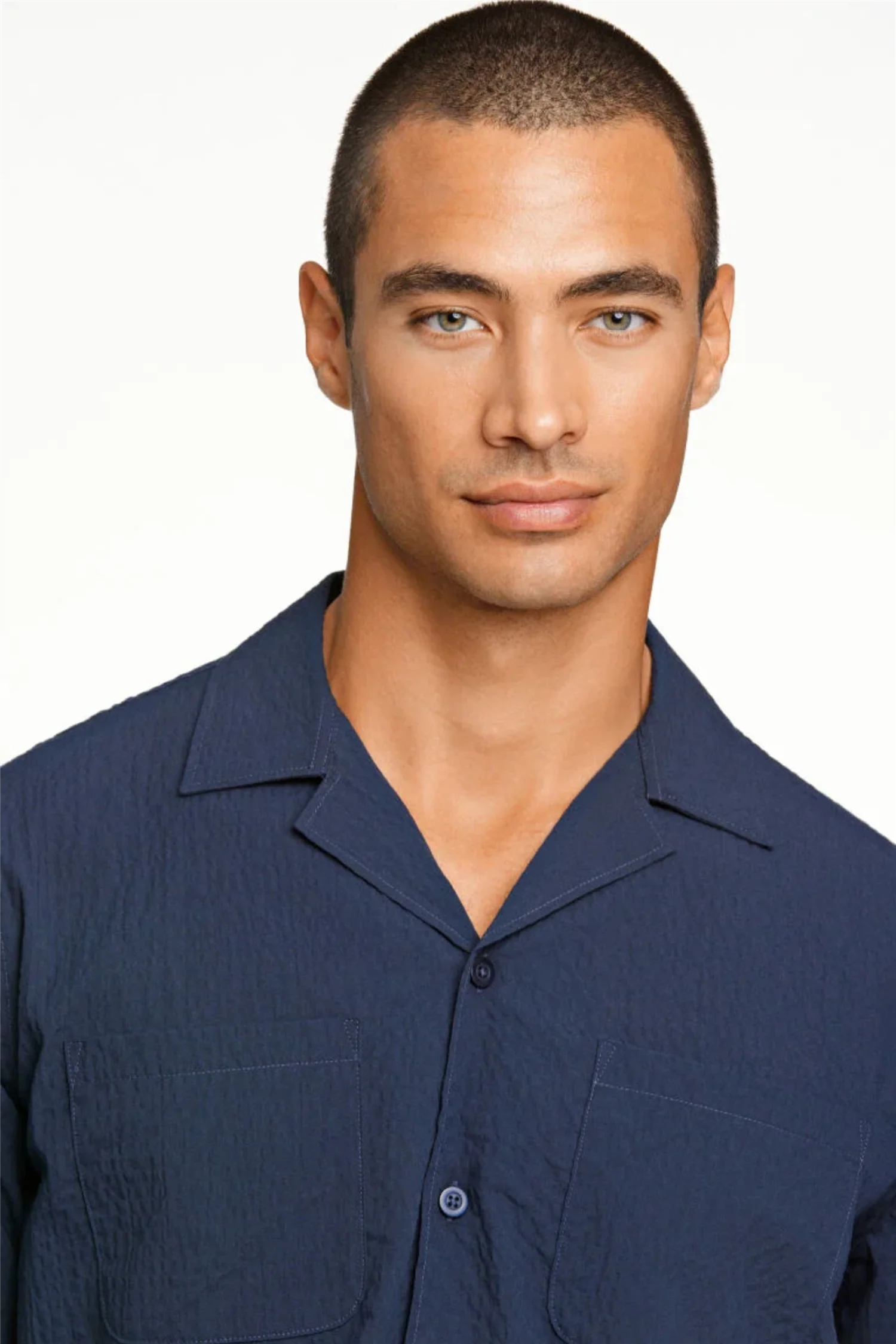 Seersucker Shirt S/S Navy - Image 6