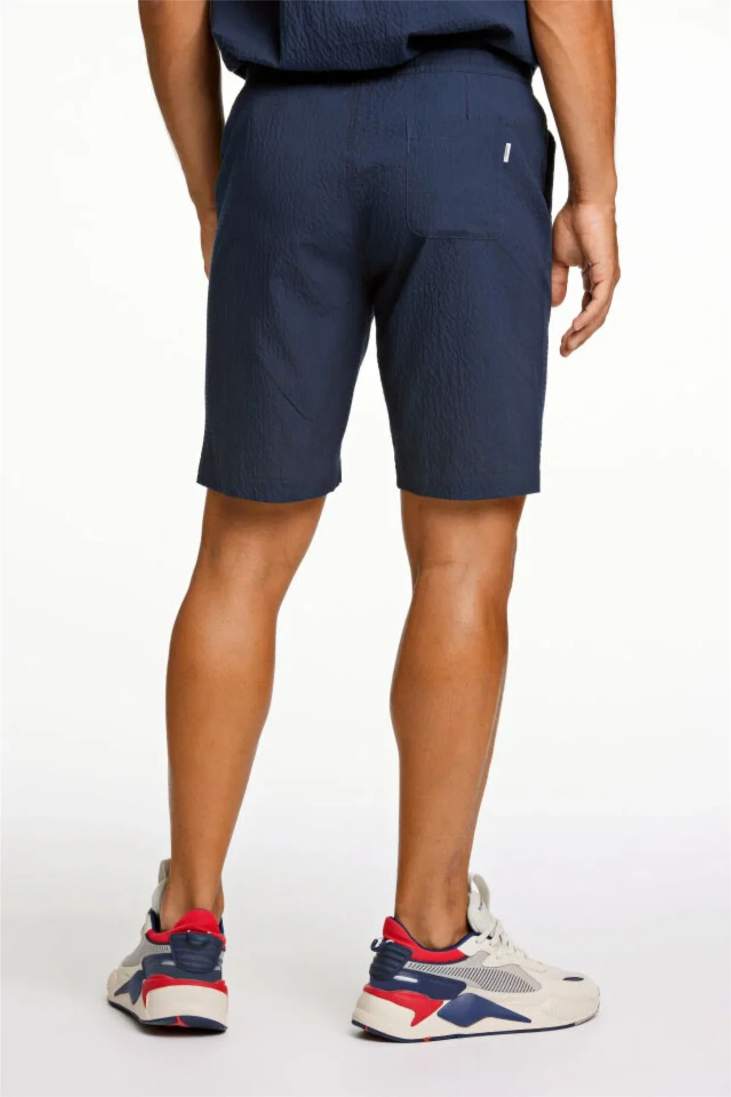 Seersucker Shorts Elasticated Navy - Image 5