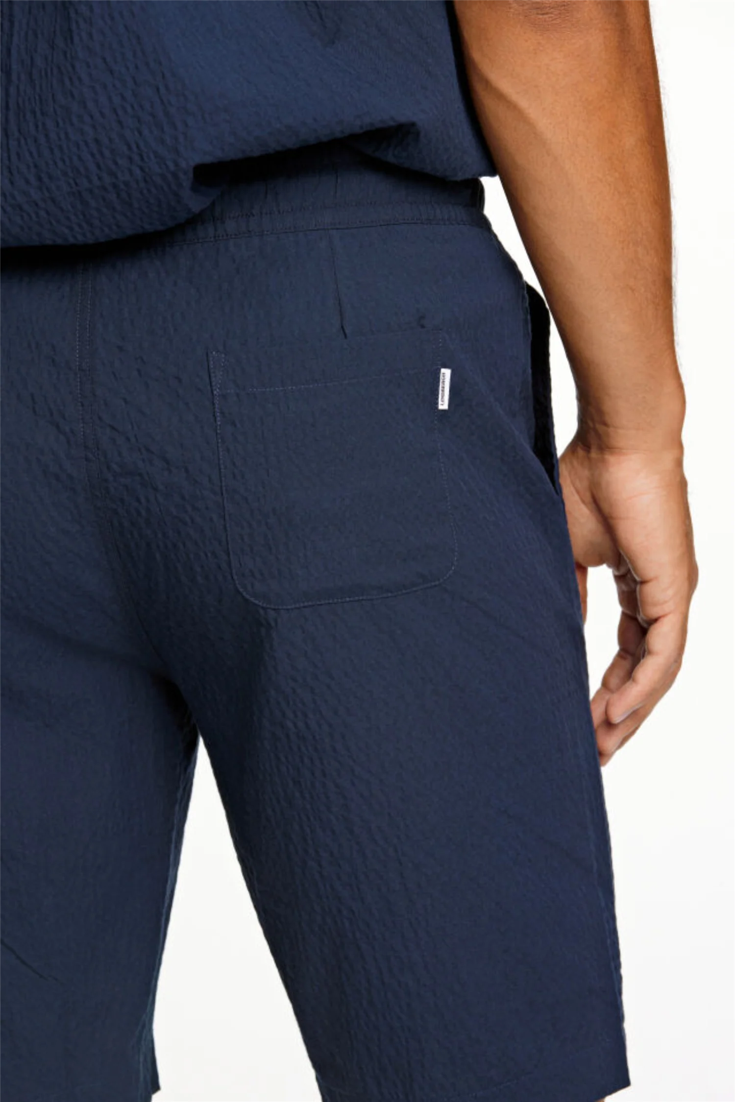 Seersucker Shorts Elasticated Navy - Image 6
