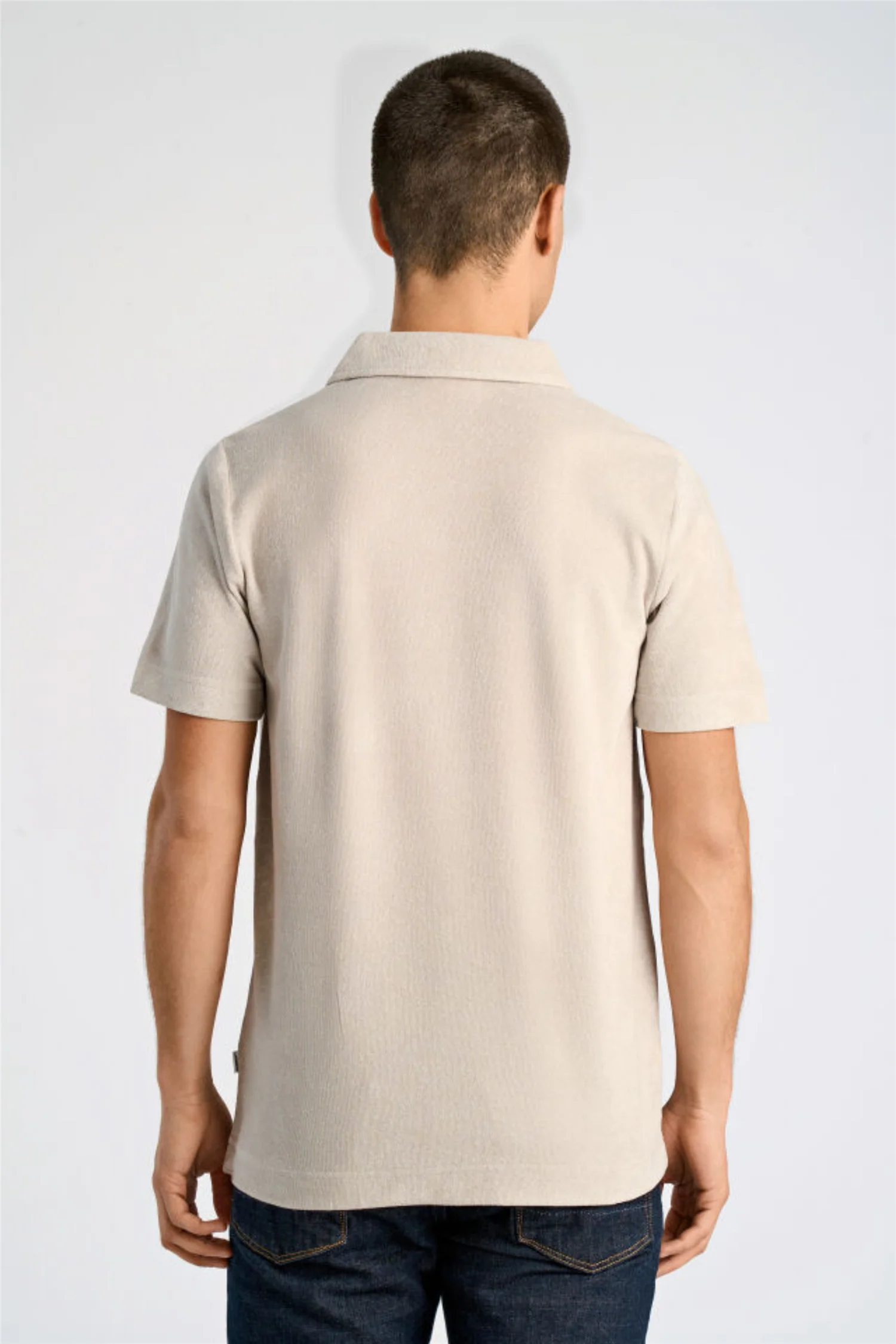 Towel V-Neck Polo S/S Fair Grey - Image 5