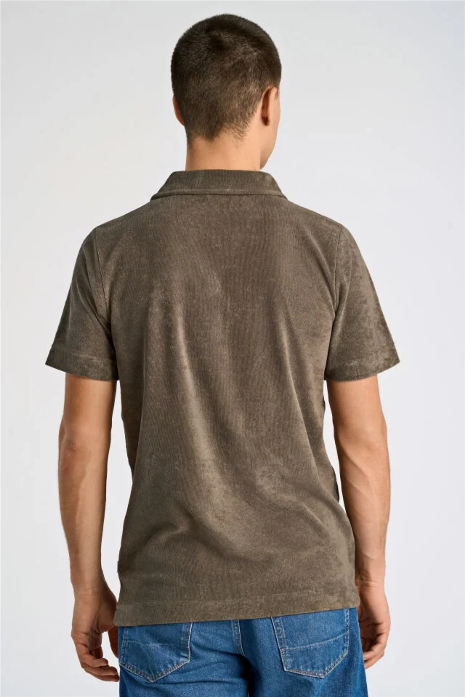 Towel V-Neck Polo S/S Dk Stone - Image 5