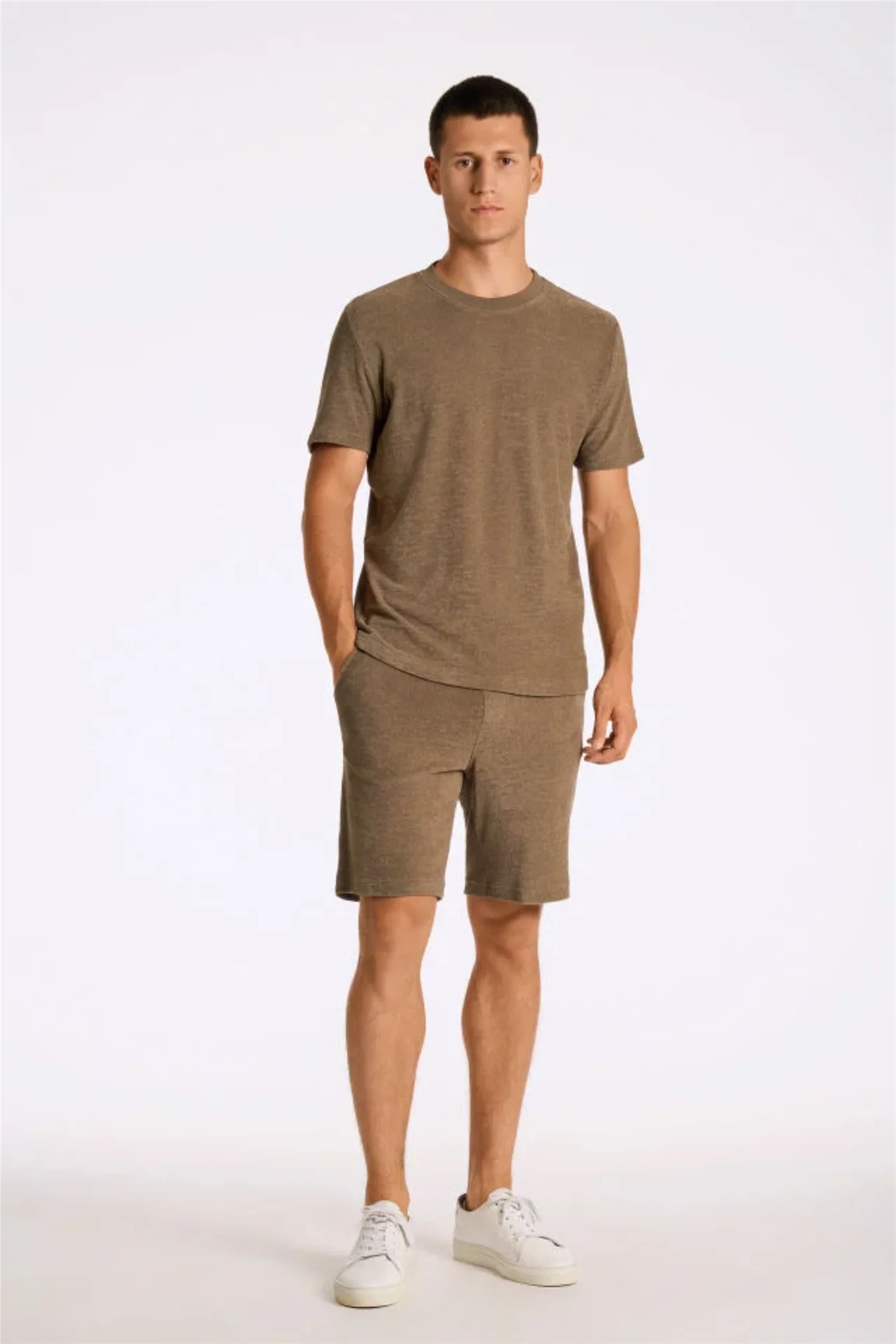 Towel Shorts W. Elastic Waist Dk Stone - Image 3