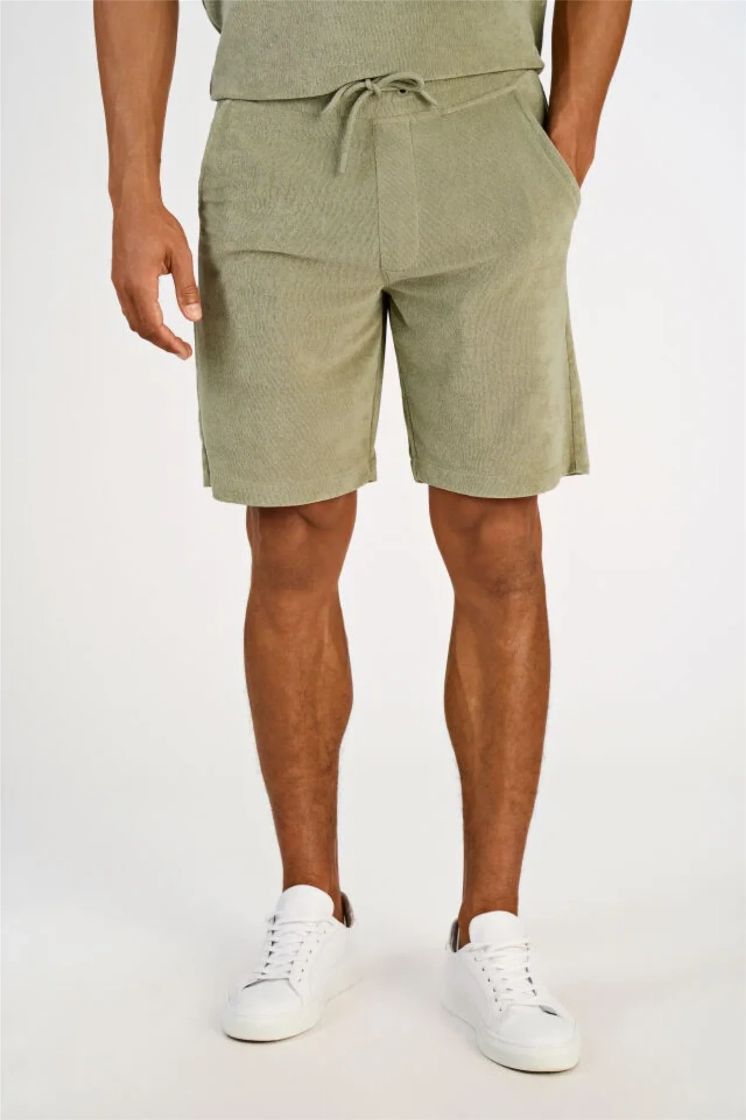 Towel Shorts W. Elastic Waist Dusty Olive - Image 4