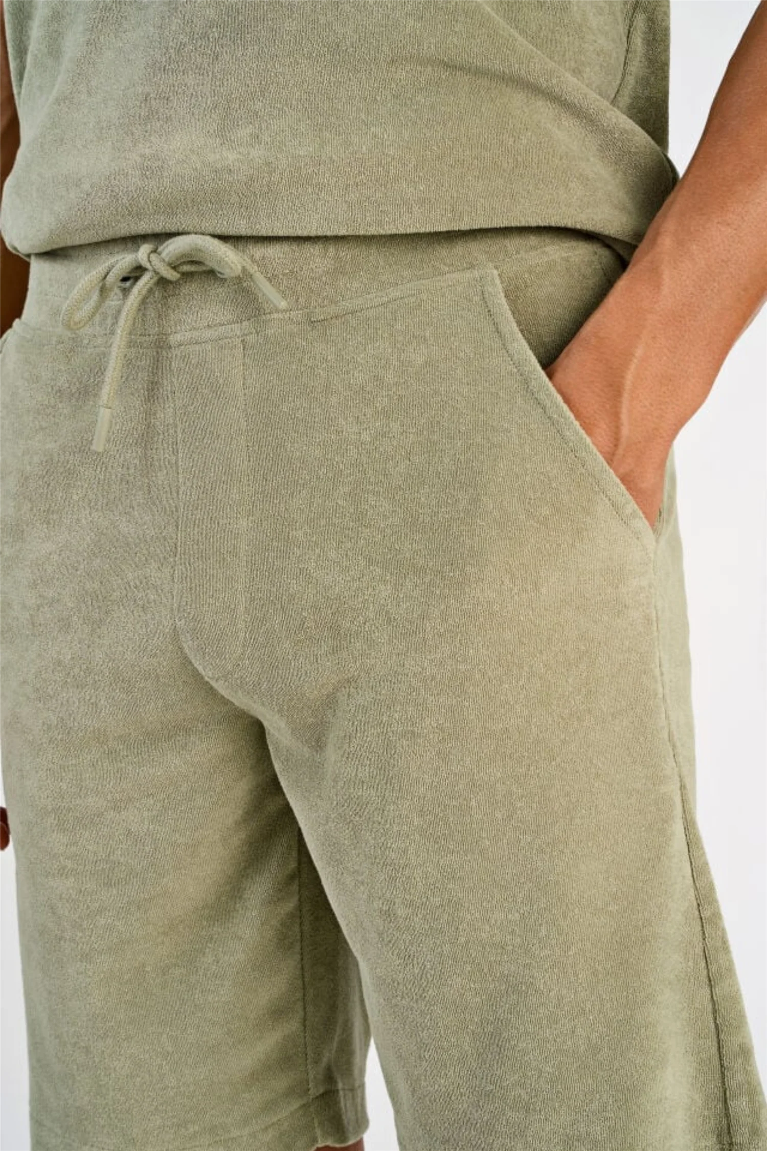Towel Shorts W. Elastic Waist Dusty Olive - Image 6