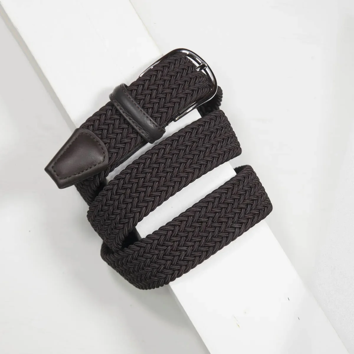 Classic Elastic Woven Belt Brown 3,5 cm - Image 3